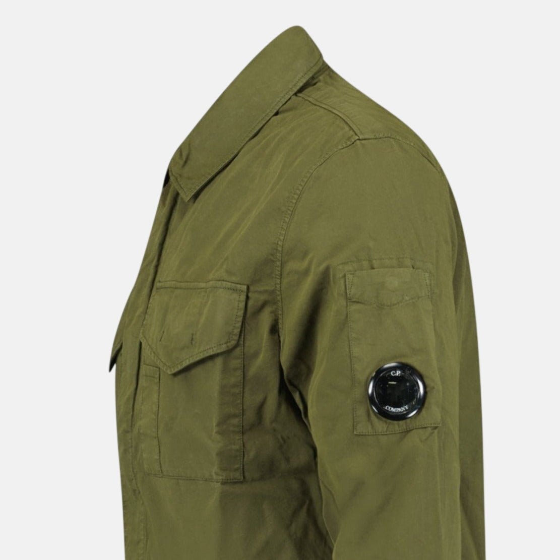 CP Company Gabardine Lens Zip Overshirt Jacket Green | Northern Threads Designer Menswear