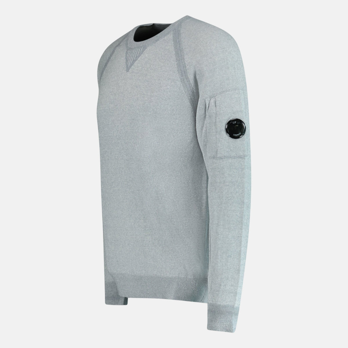 CP Company Knit Arm Lens Sweatshirt Grey | Northern Threads Designer Menswear