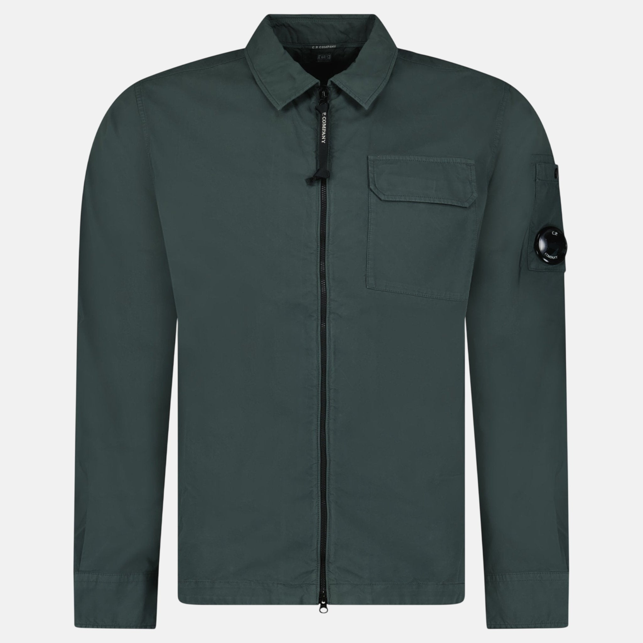 CP Company Lens Zip - Up Overshirt Dark Shadow - F40 - northern threads uk