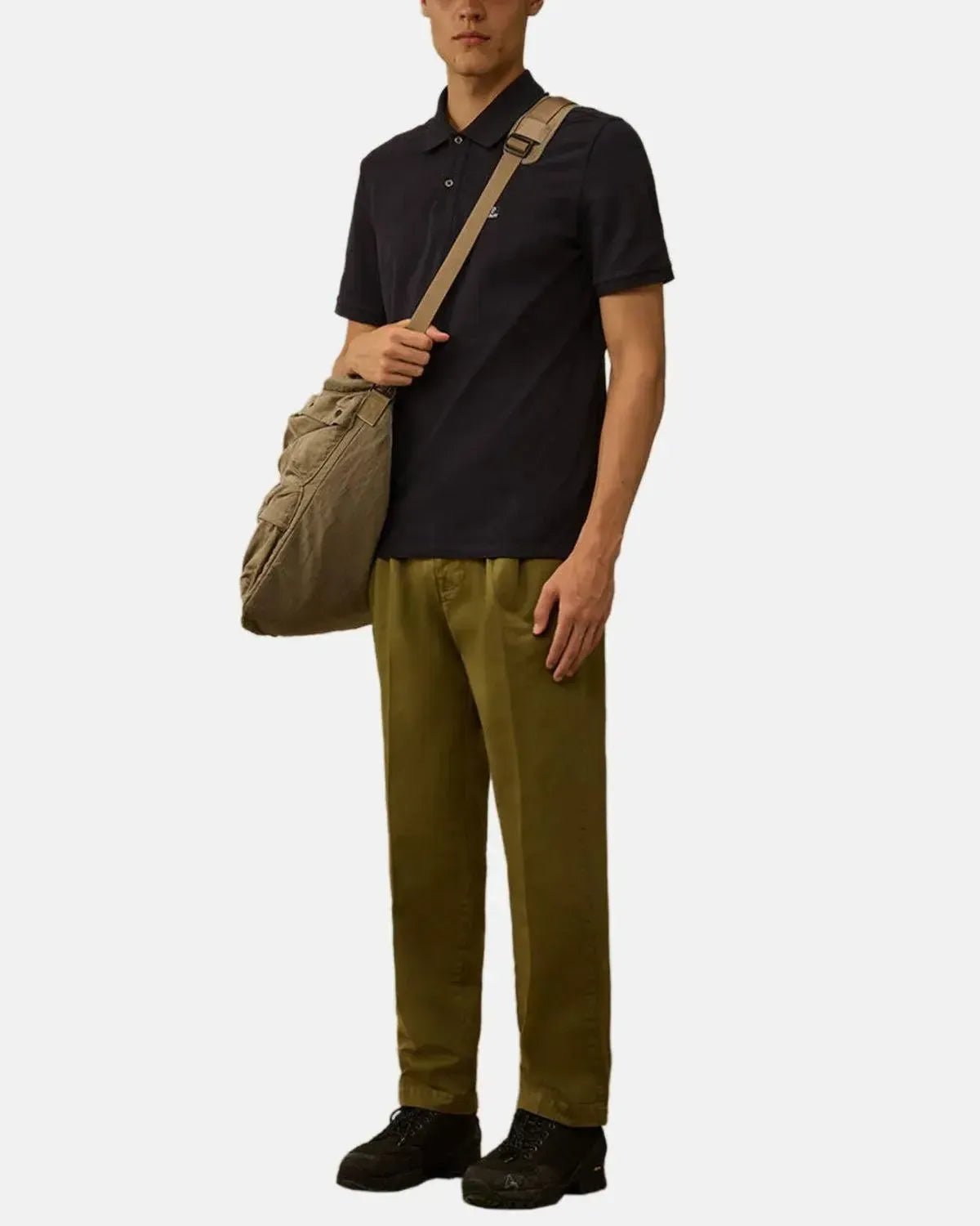 CP Company Stretch Piquet Short Sleeve Polo Total Eclipse | Northern Threads Designer Menswear