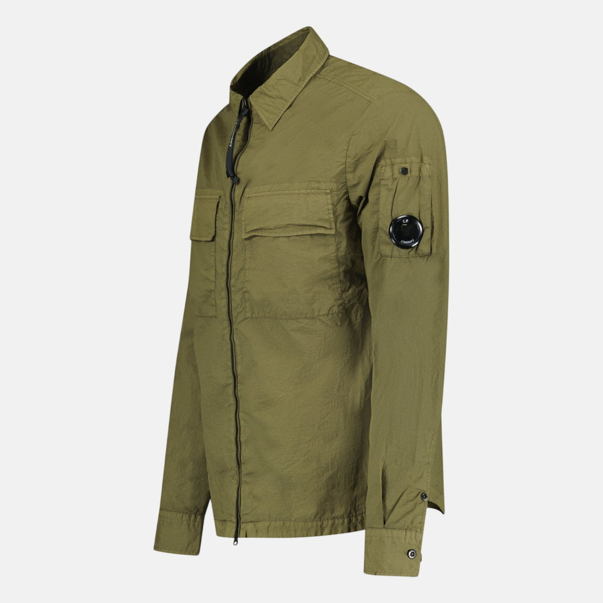 CP Company Taylon-L Lens Chrome Zip-Up Jacket Khaki | Northern Threads Designer Menswear