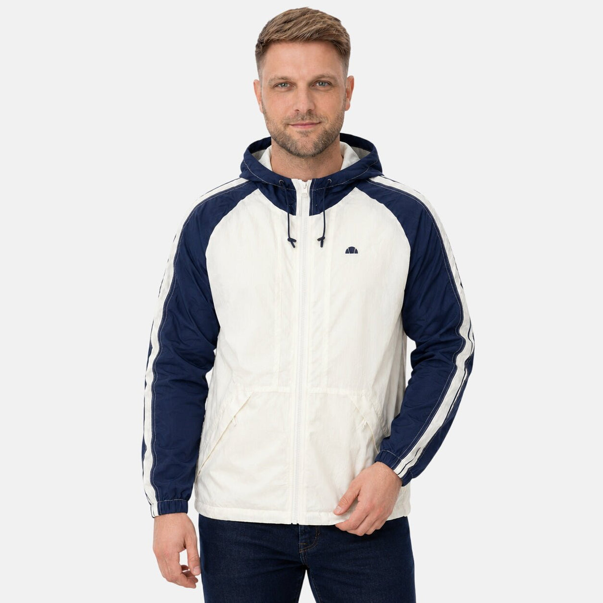 Ellesse Casillo Woven Shell Jacket Ecru/Navy | Northern Threads Designer Menswear
