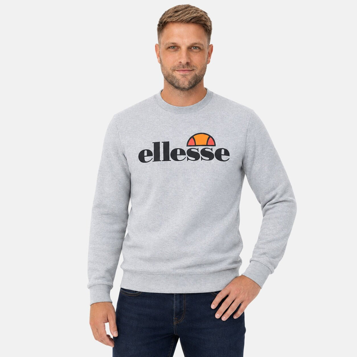 Ellesse Corvaro Sweatshirt Light Grey Marl | Northern Threads Designer Menswear