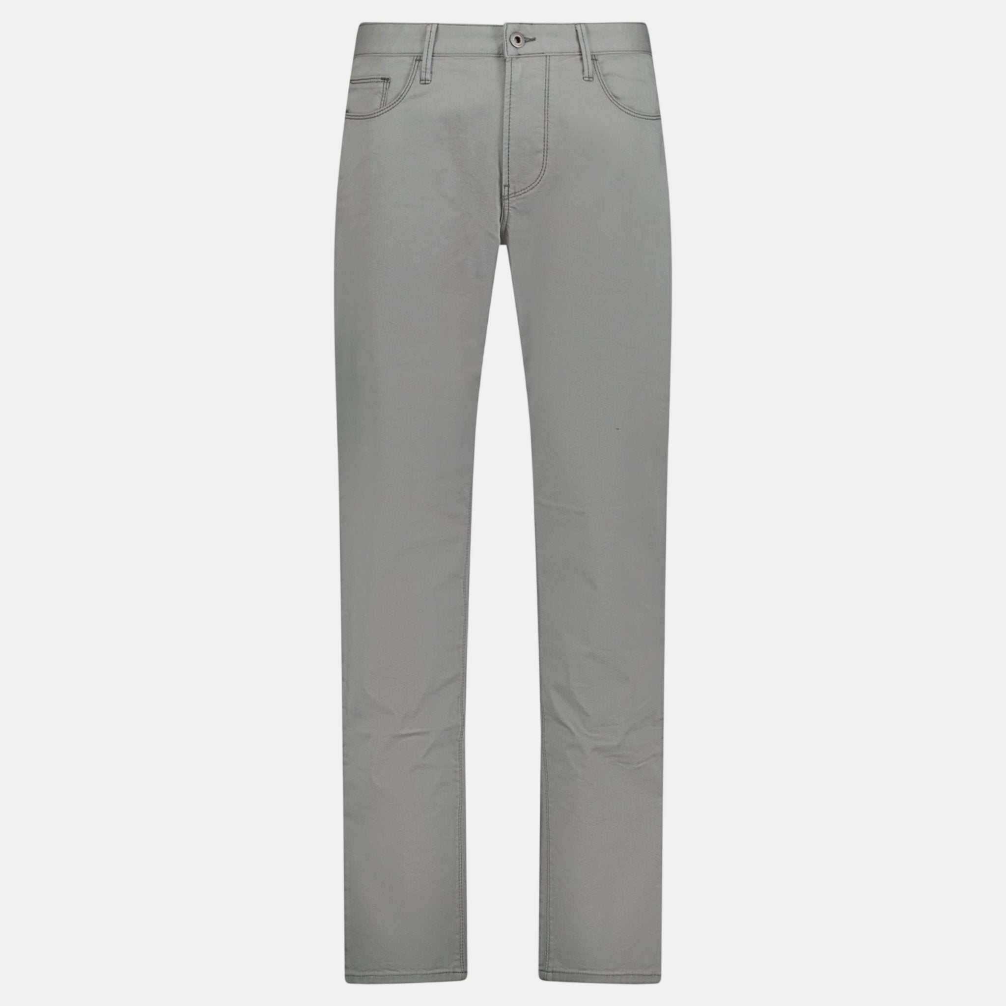 Emporio Armani J45 Slim Fit 5 Pocket Silver Eagle Black Belt Patch Jeans Grey - C89 - northern threads uk