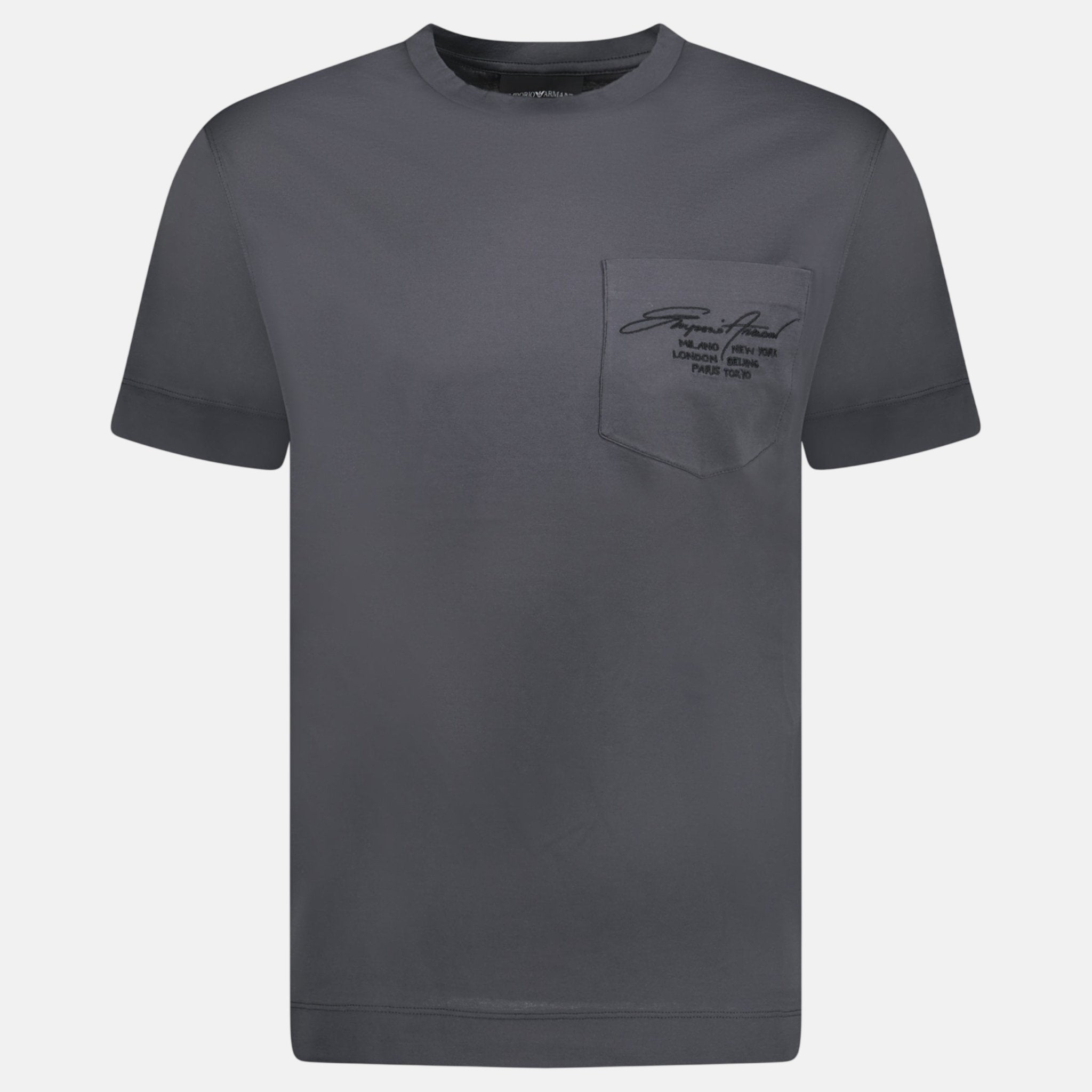 Emporio Armani Signature Pocket Mercerised T-Shirt Grey - A65 - northern threads uk