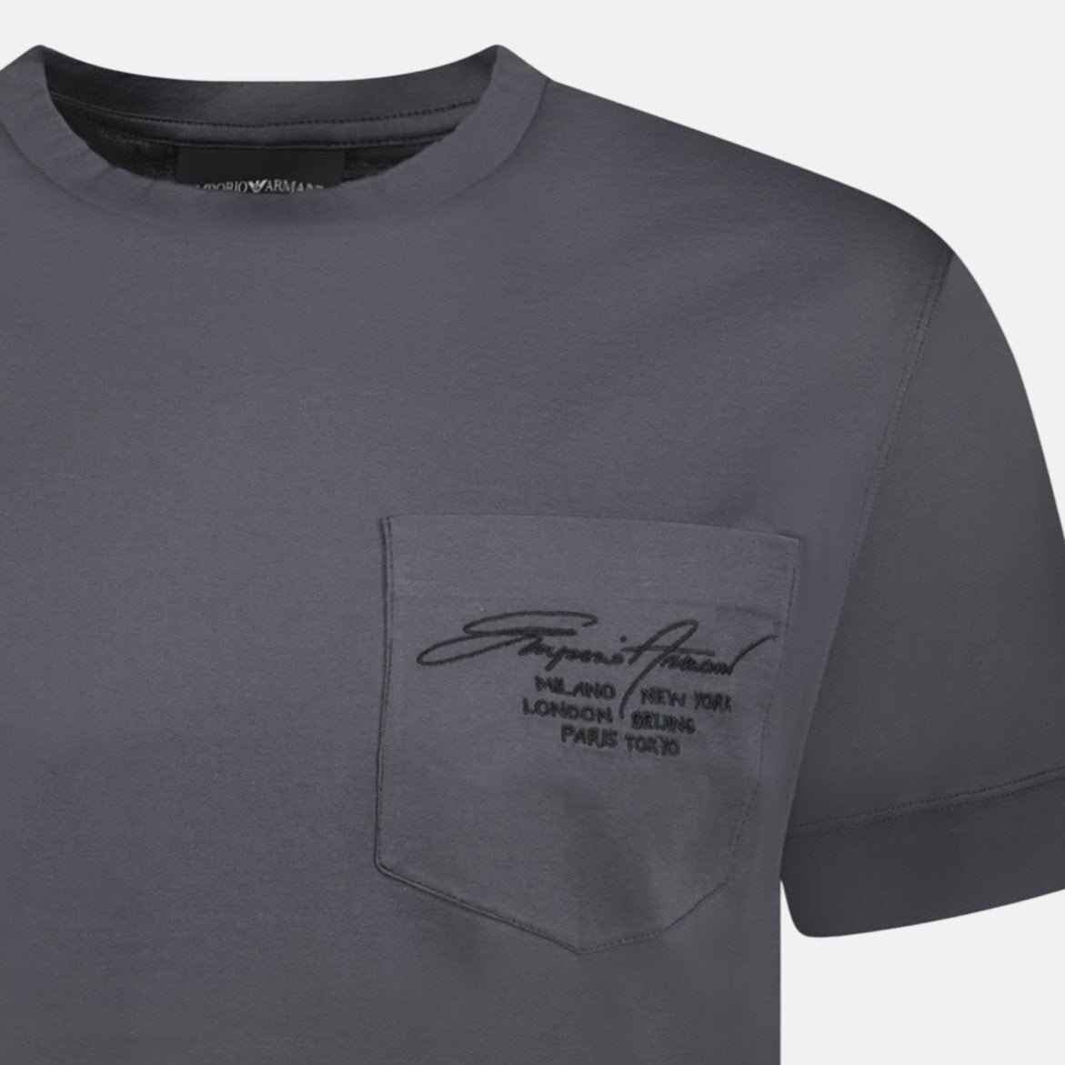 Emporio Armani Signature Pocket Mercerised T-Shirt Grey - A65 - northern threads uk