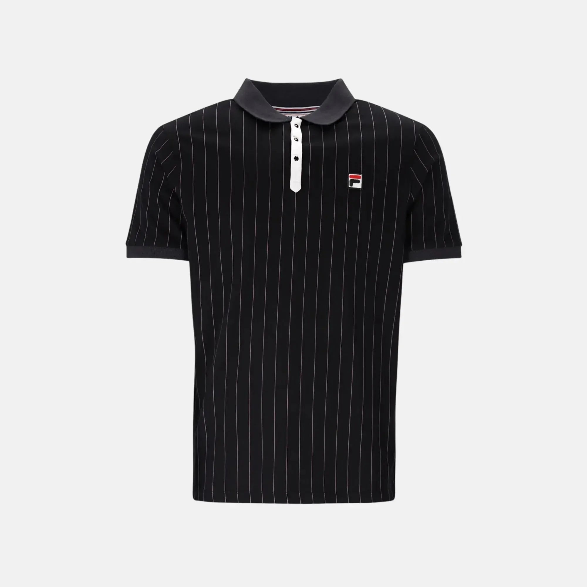 Fila BB1 Classic Striped Polo Shirt Black Gardenia Fig Charcoal - SPR858-M - northern threads uk
