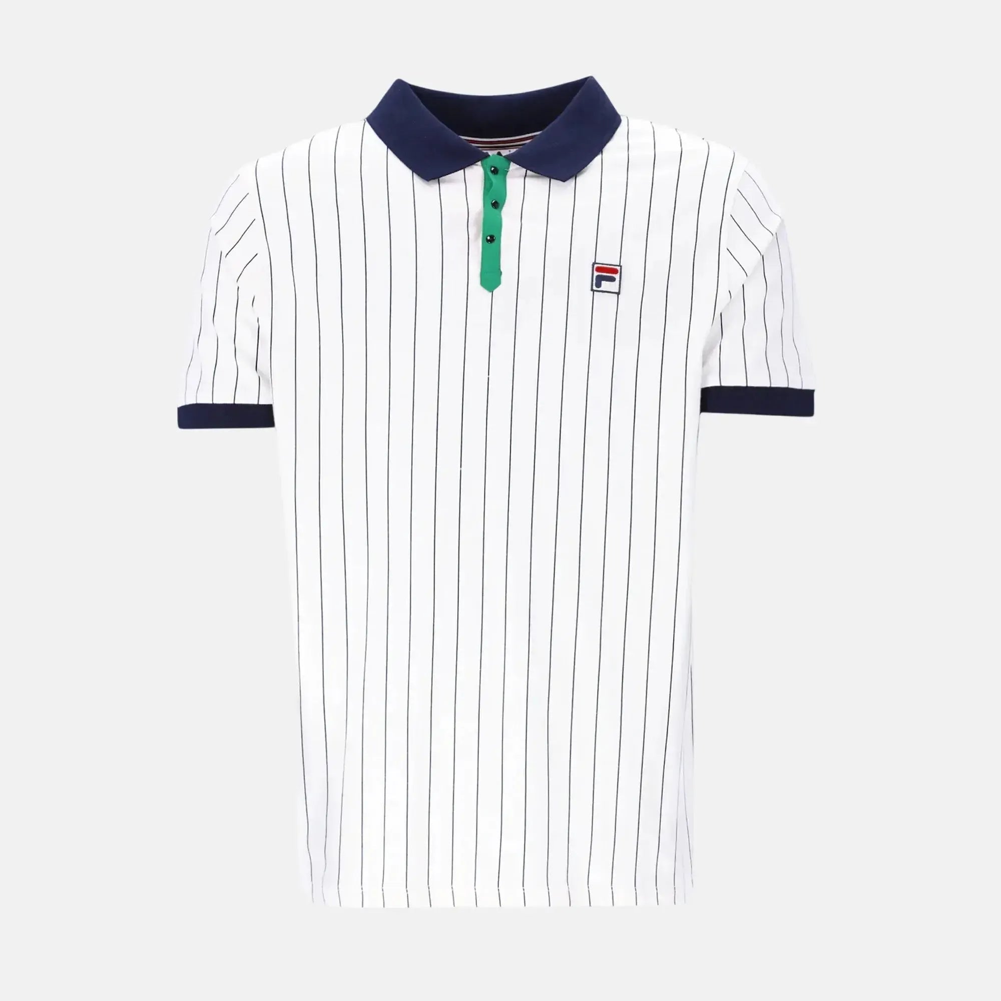Fila BB1 Classic Striped Polo Shirt White Green Fila Navy - SPR744-M - northern threads uk