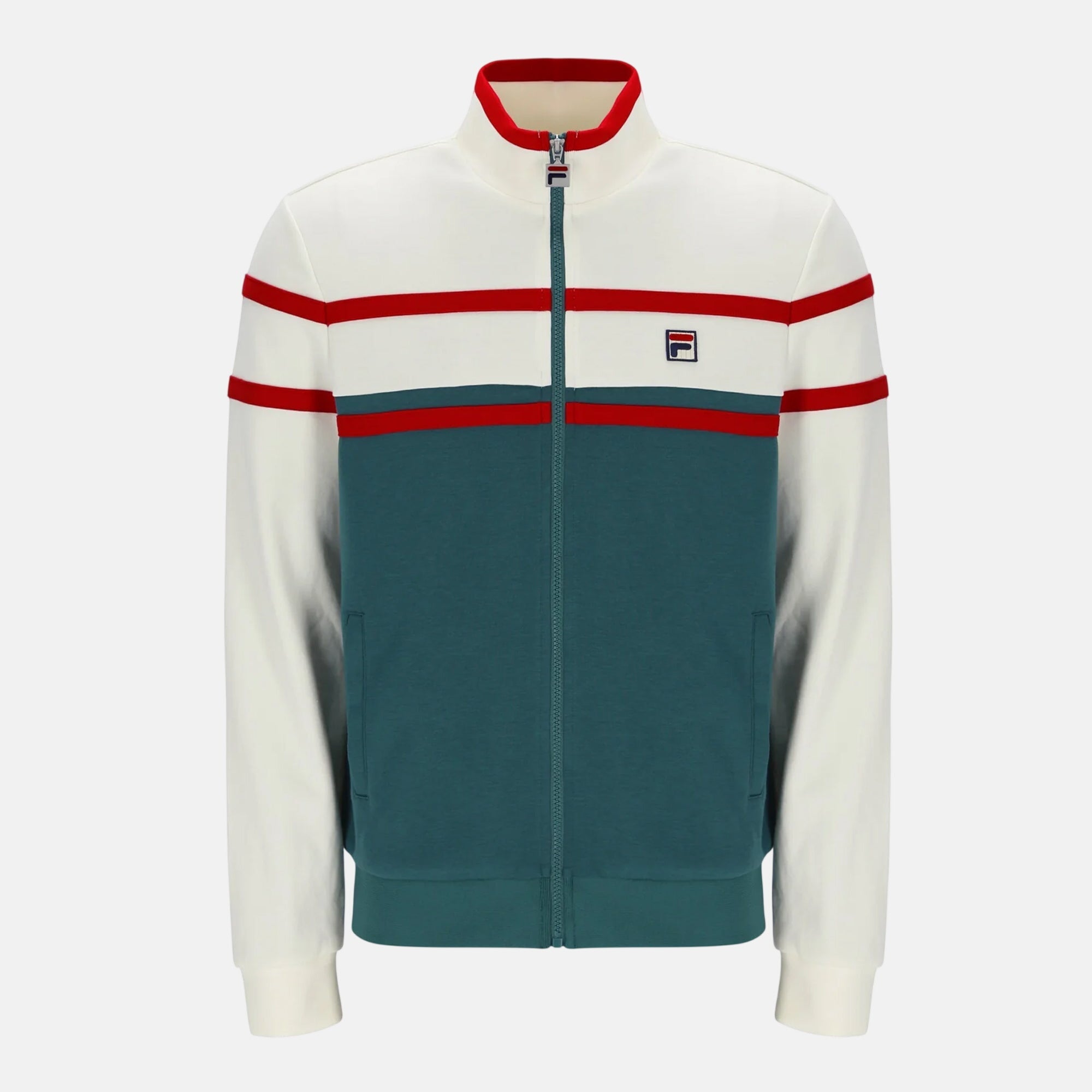 Fila Giovanni Contrast Panels Track Top Jacket Mediterranea Gardenia Fila Red - SPR1134-M - northern threads uk