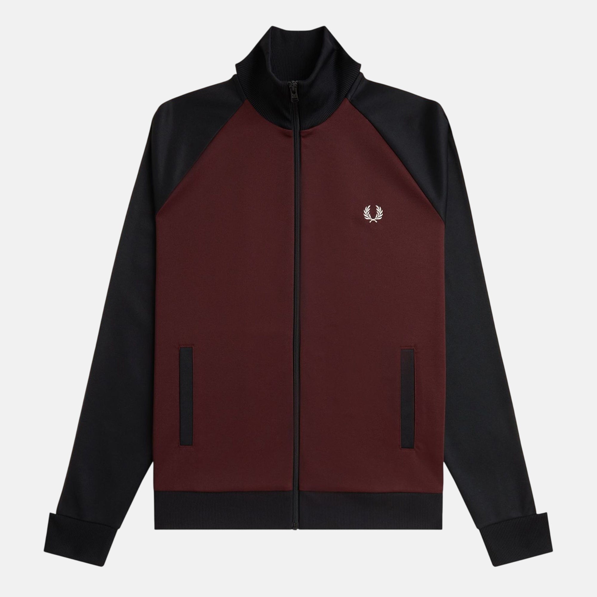 Fred Perry Contrast Sleeve Track Top Jacket Oxblood - SPR1107-M - northern threads uk