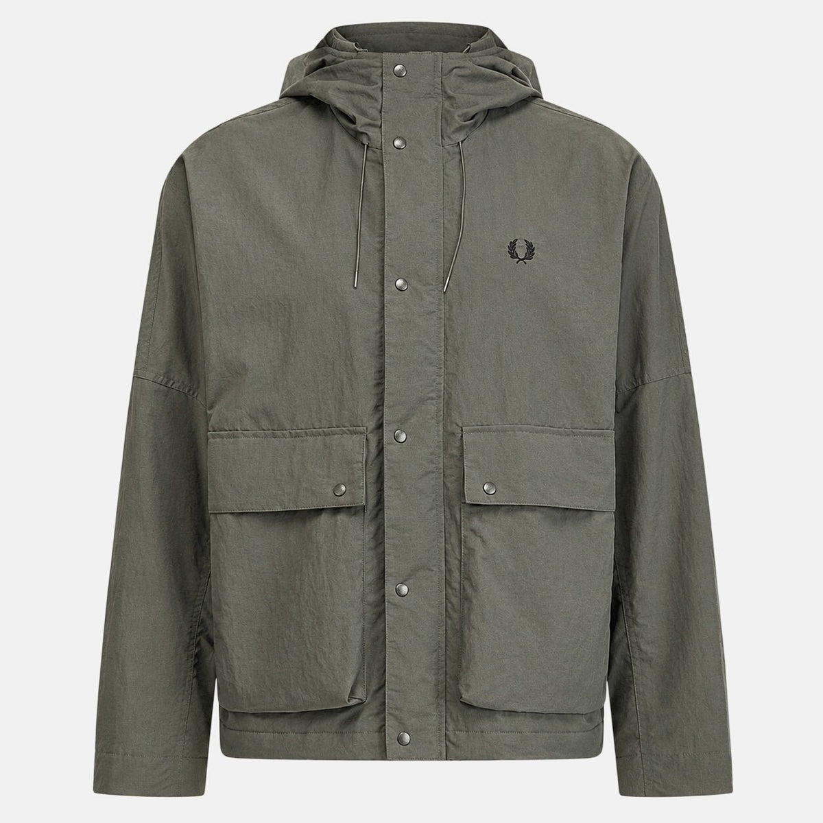 Fred Perry Cropped Ripstop Parka Jacket Field Green | Northern Threads Designer Menswear