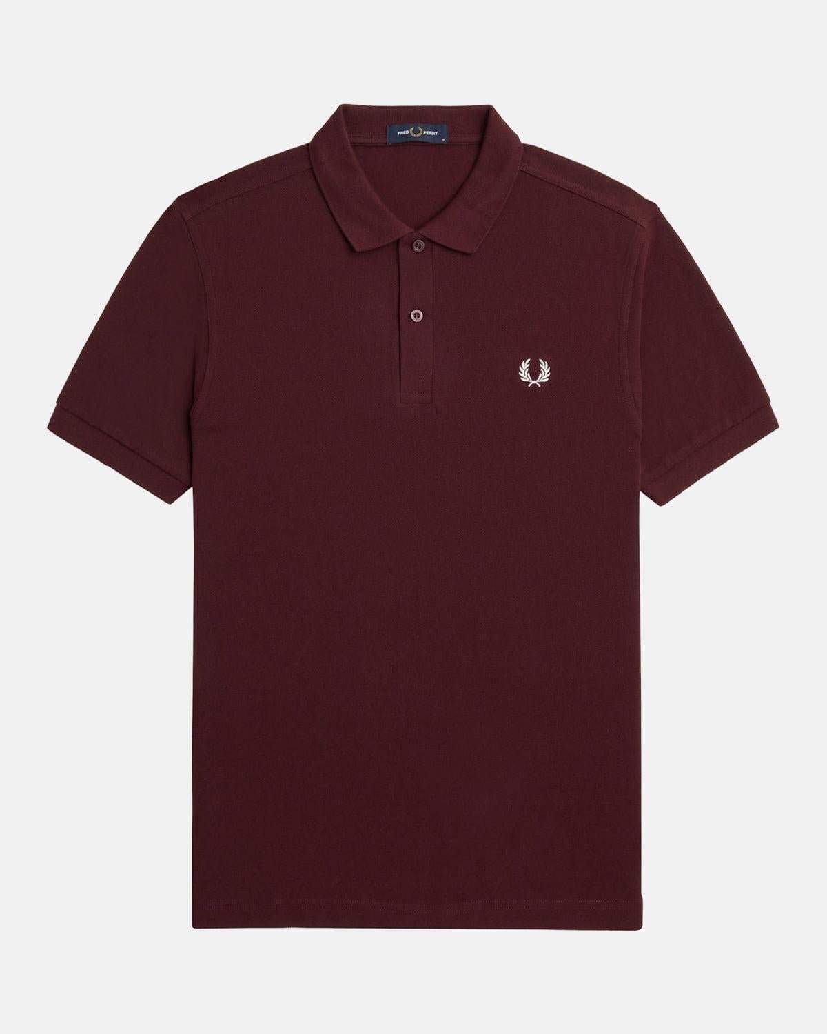 FRED PERRY M6000 POLO SHIRT OXBLOOD ECRU - FRED-PERRY-M6000-597-S - northern threads uk