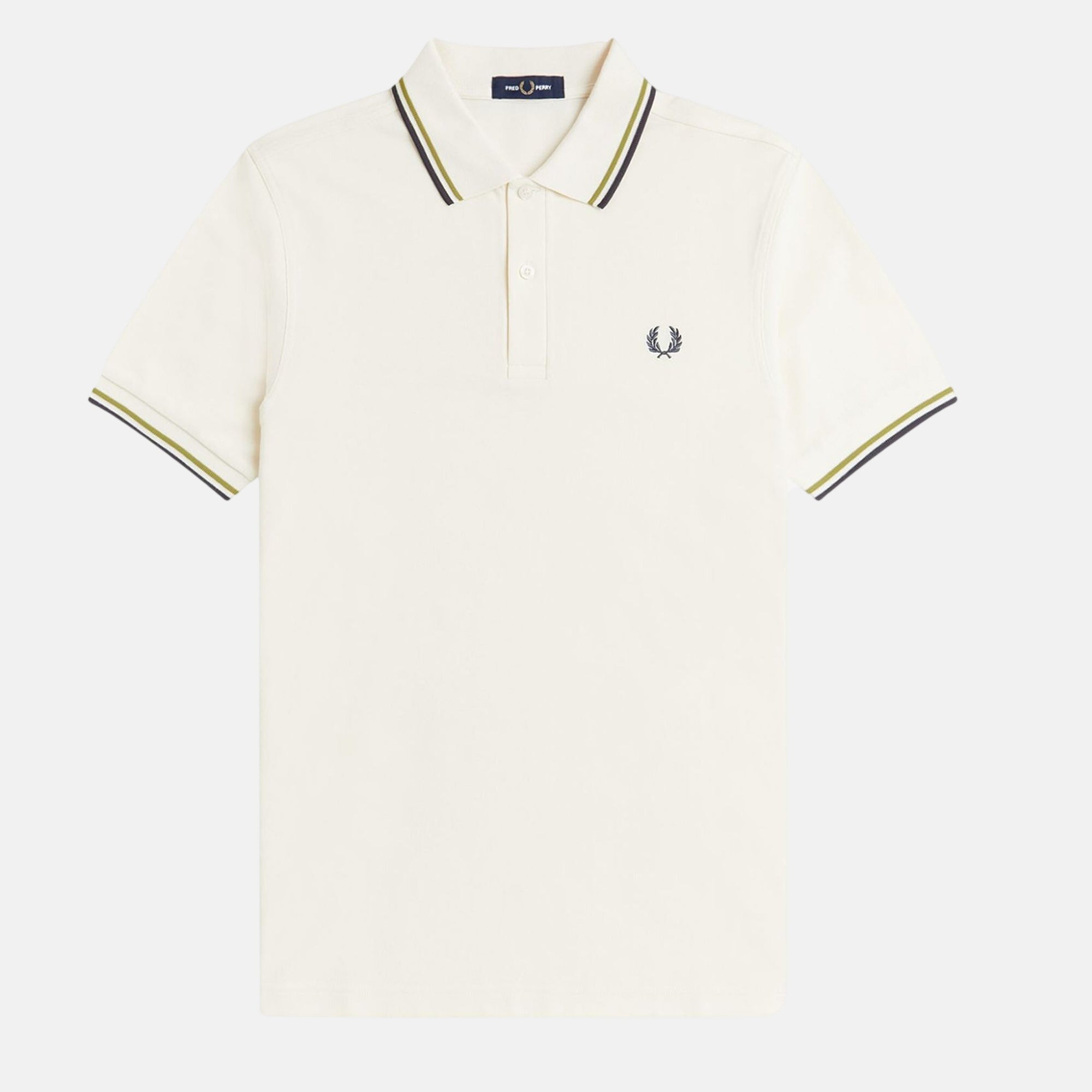 Fred Perry Twin Tipped Polo Shirt Ecru Tennis Ball Yellow Anchor Grey - SPR937-M - northern threads uk