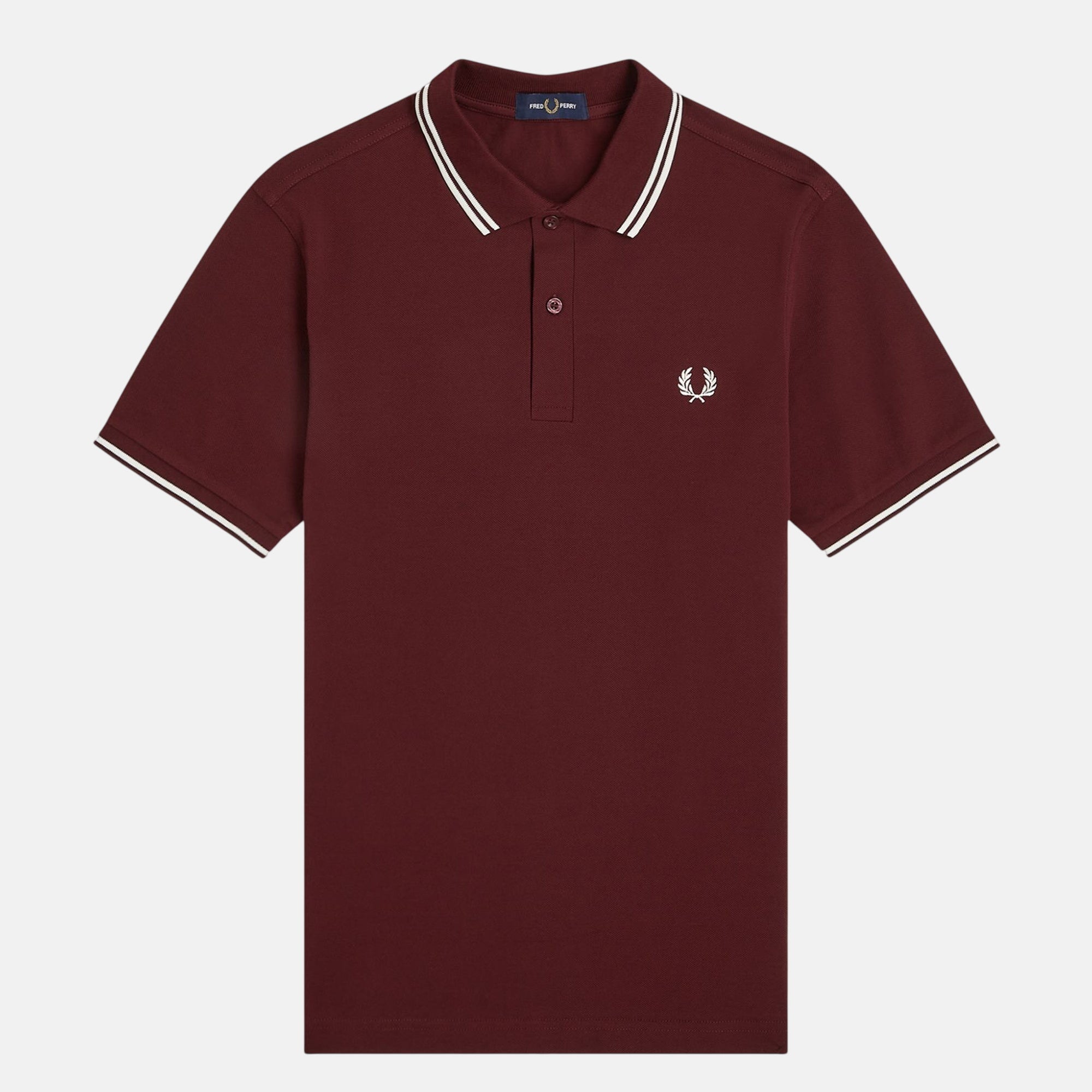 Fred Perry Twin Tipped Polo Shirt Oxblood Ecru Ecru - SPR1108-M - northern threads uk