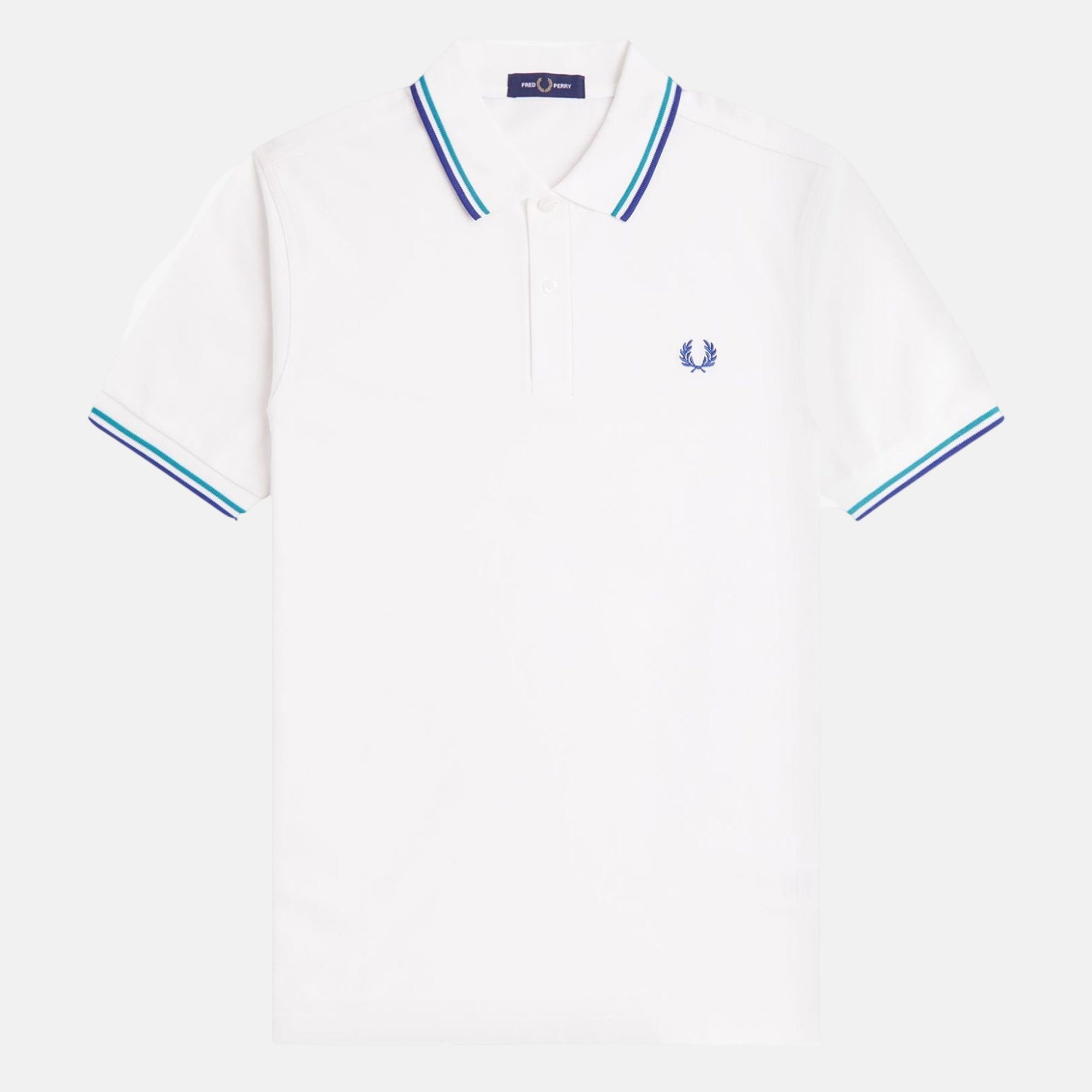 Fred Perry Twin Tipped Polo Shirt Snow White Deep Mint Soho Eclipse - SPR1245-M - northern threads uk