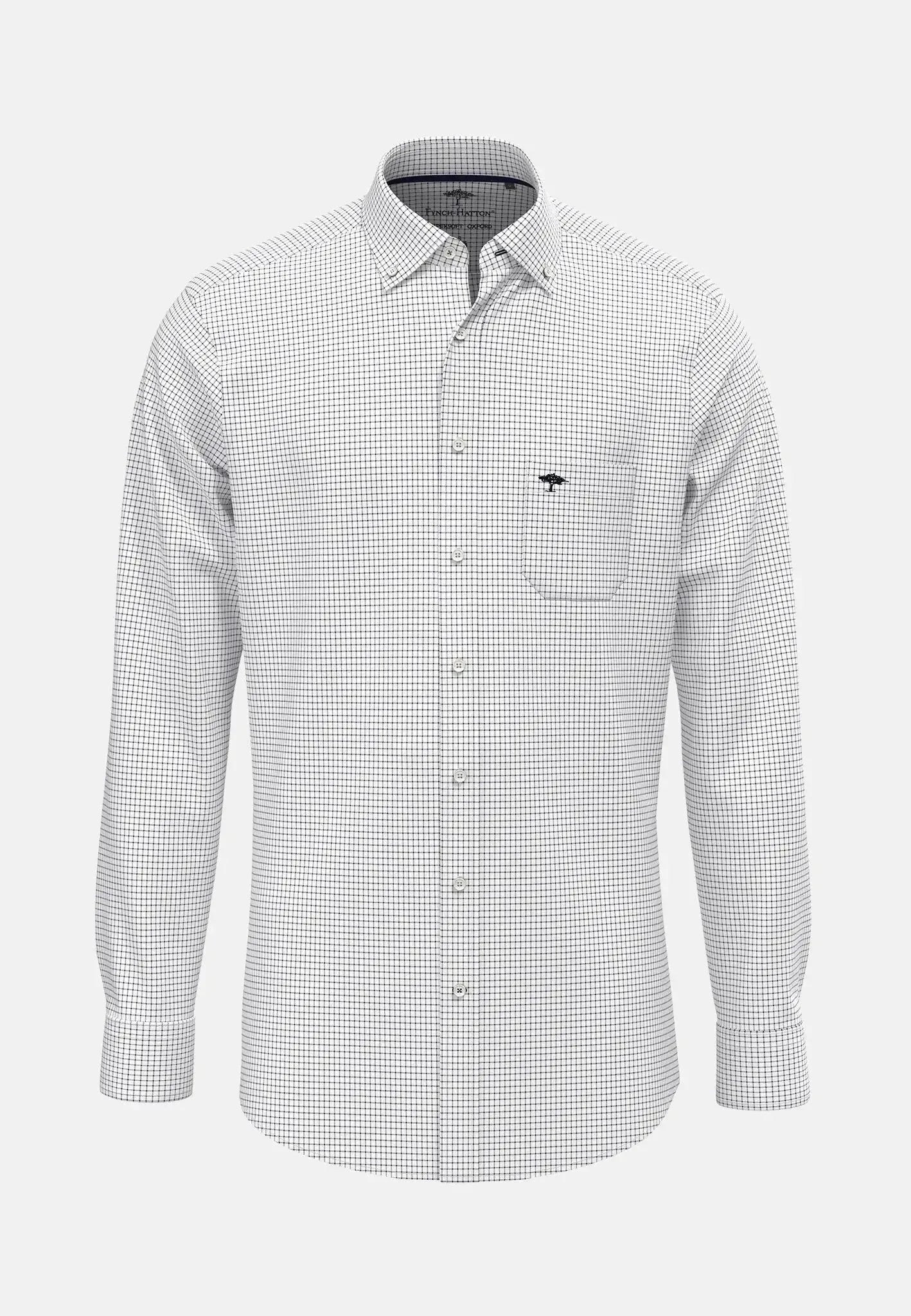 Fynch - Hatton Button Down Oxford Shirt Navy Check - 10005500-5580-S - northern threads uk