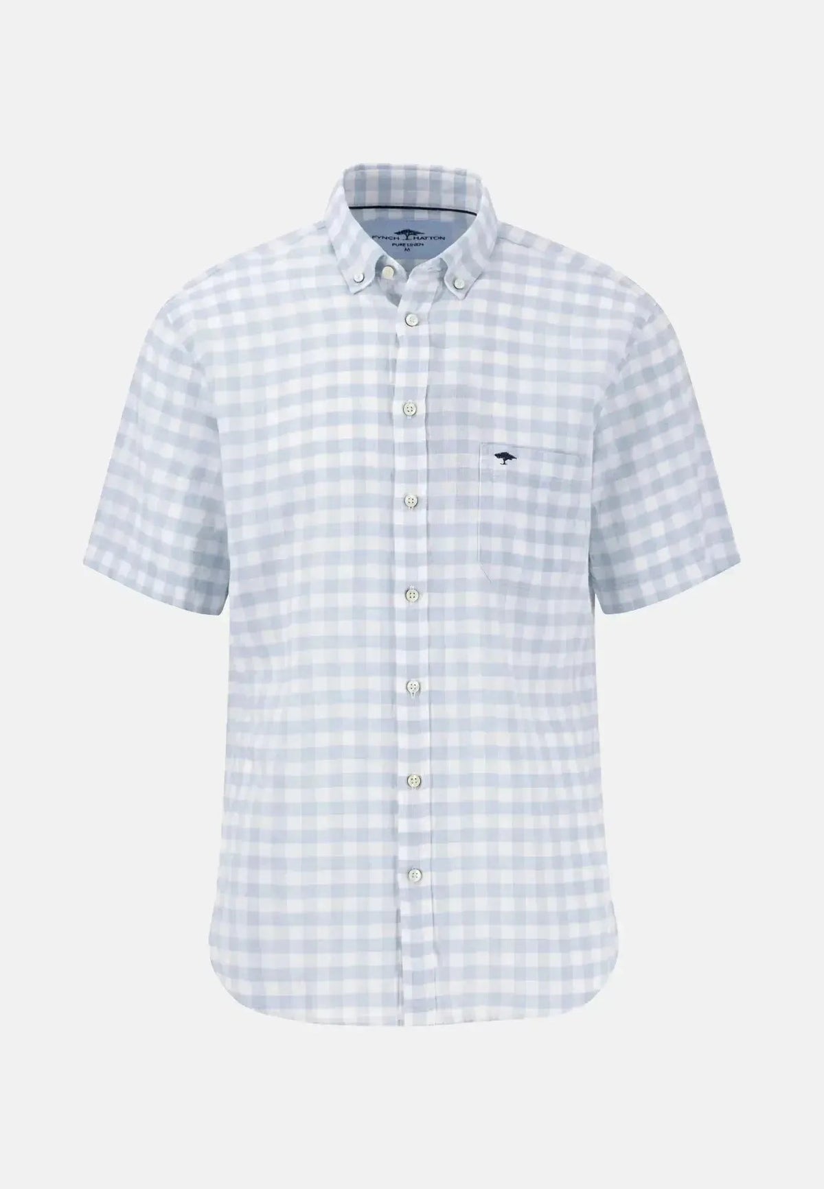 Fynch-Hatton Check Linen Button Down Short Sleeved Shirt Summer Breeze | Northern Threads Designer Menswear
