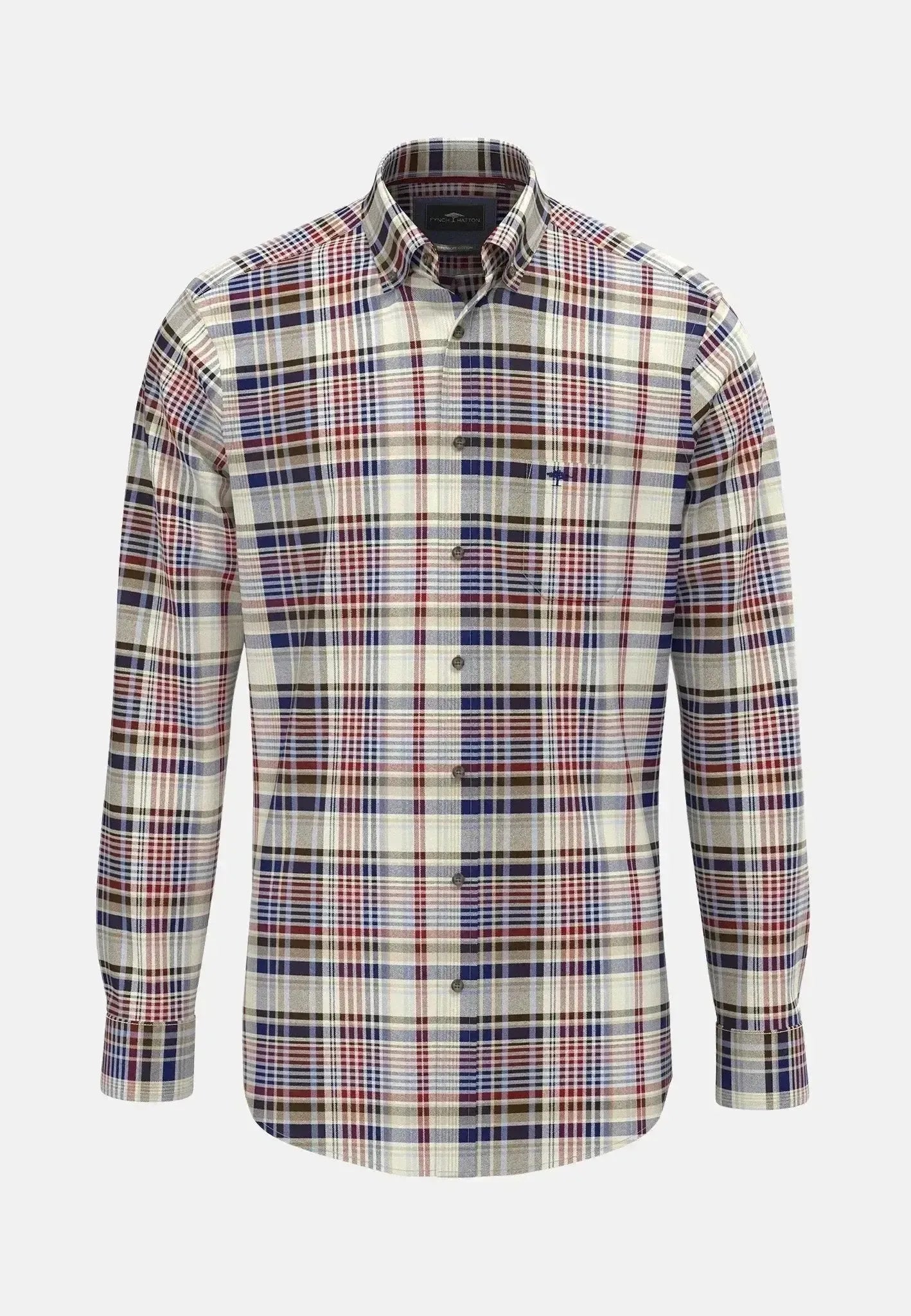 Fynch - Hatton Colourful Flannel Button Down Check Shirt Garnet Red - 15108090-367-S - northern threads uk