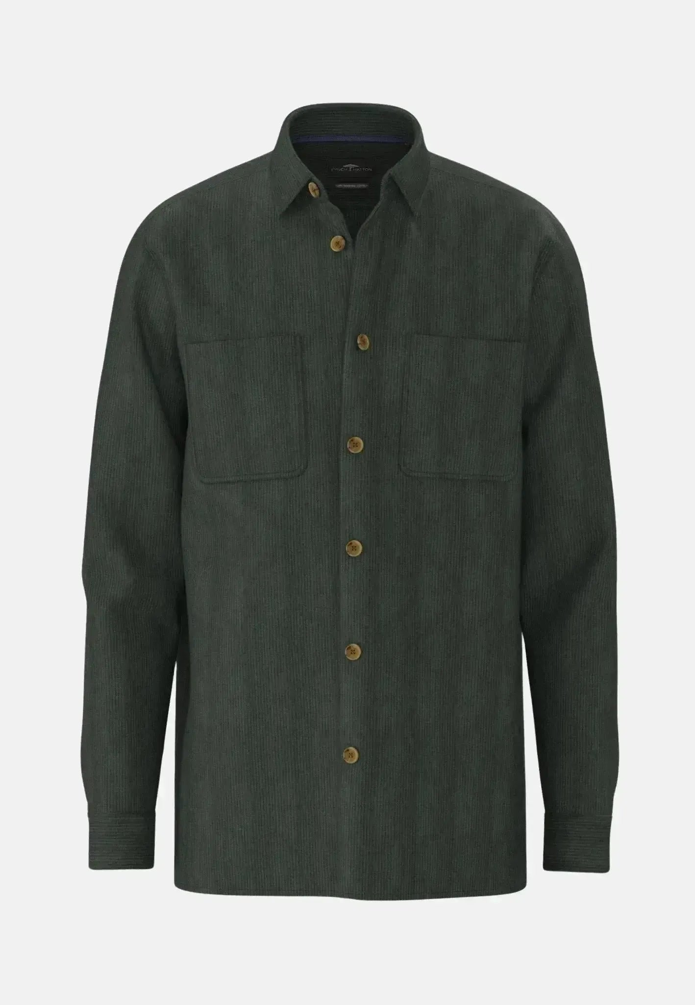 Fynch - Hatton Cotton Corduroy Overshirt Dark Ivy - 15098004-737-S - northern threads uk