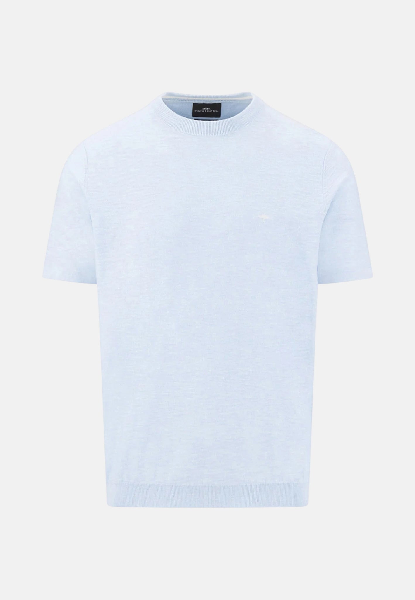 Fynch - Hatton Cotton Linen Fine Knit T-Shirt New Breeze - 1603701-653-M - northern threads uk