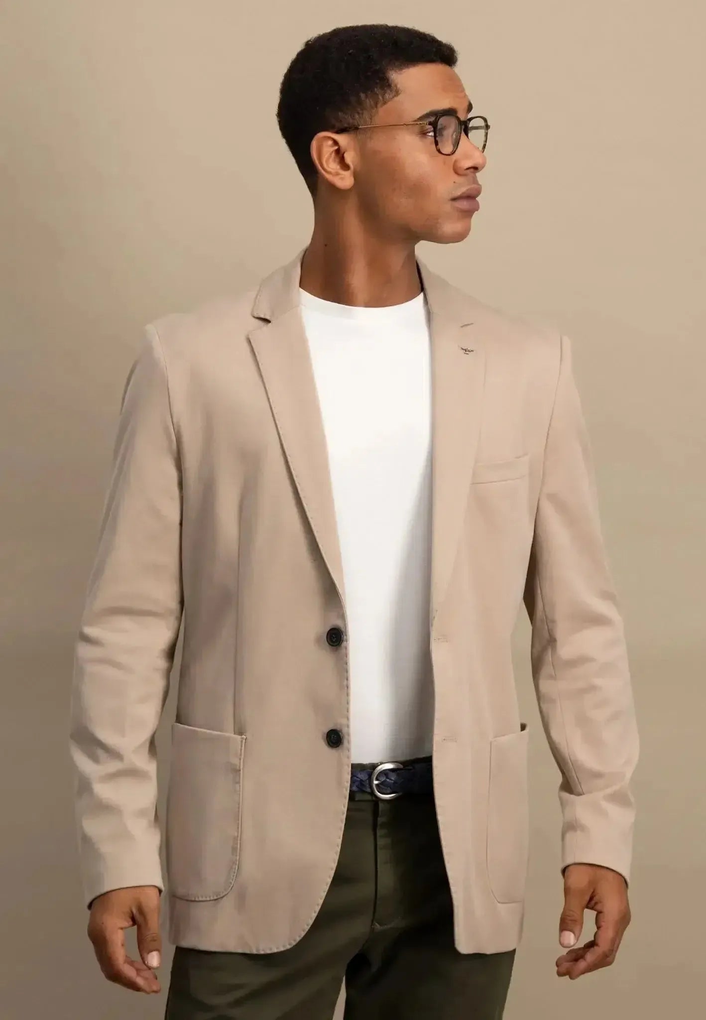 Fynch - Hatton Cotton Twill Blazer Beige - 15022410-833-S - northern threads uk