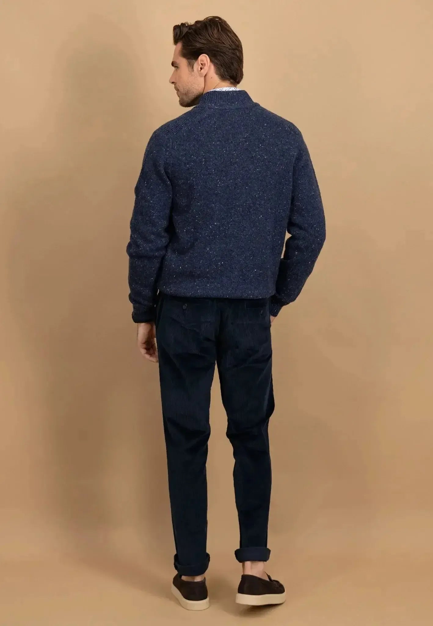 Fynch - Hatton Donegal Wool Zip Cardigan Navy - northern threads