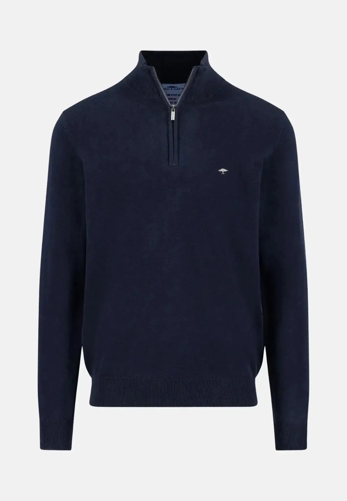 Fynch - Hatton Fine Knit Cotton 1/4 Zip Navy - SFPK215-690-S - northern threads uk