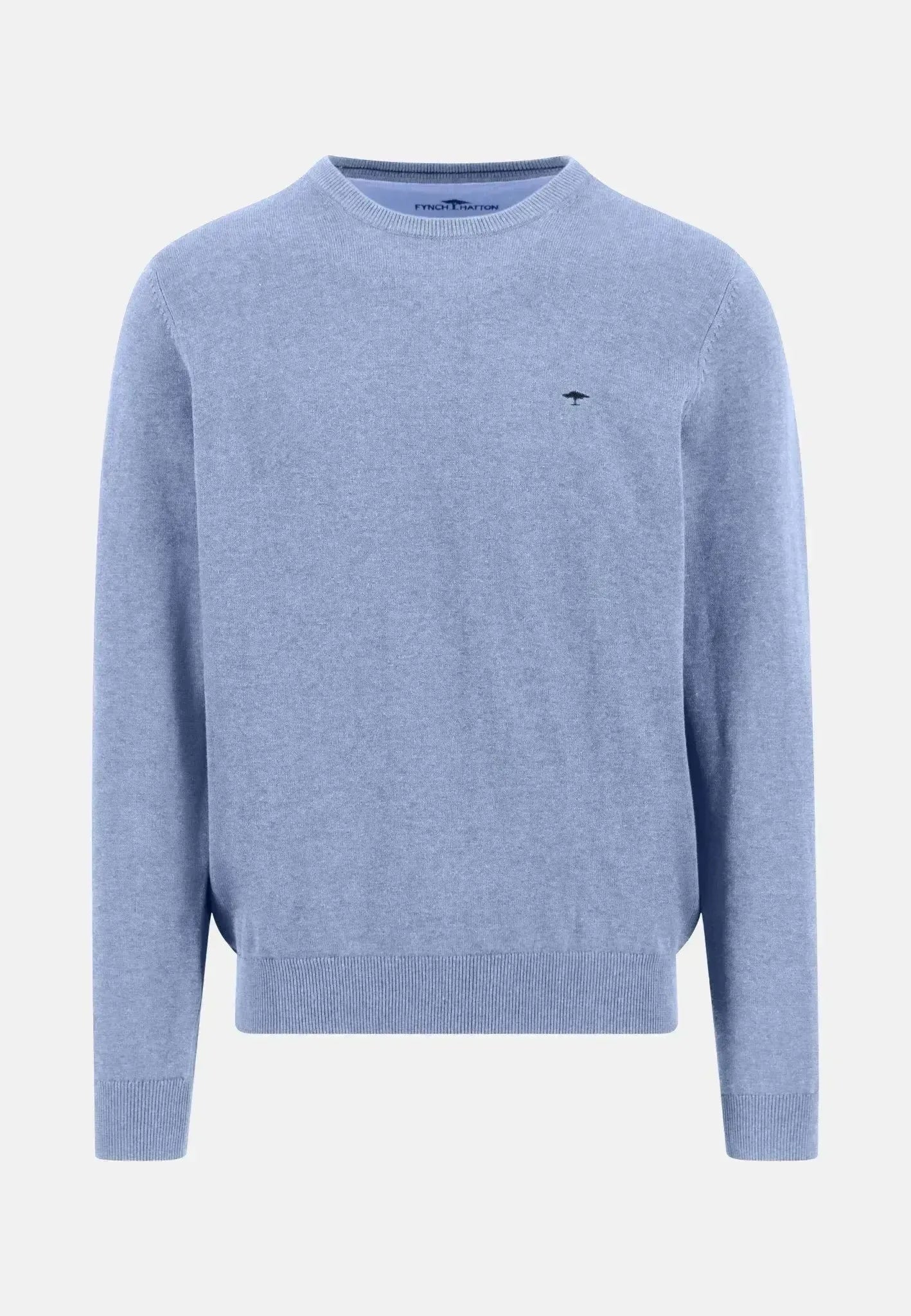 Fynch - Hatton Fine Knit Cotton Crewneck New Breeze - 1613210-653-S - northern threads uk