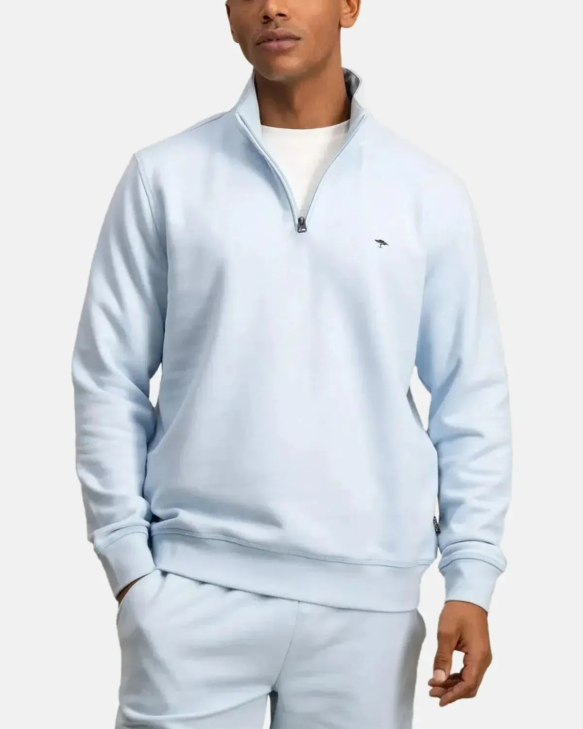 FYNCH-HATTON-FYNCH-HATTON 1/4 ZIP COTTON SWEAT SUMMER BREEZE-NORTHERN THREADS DESIGNER MENSWEAR