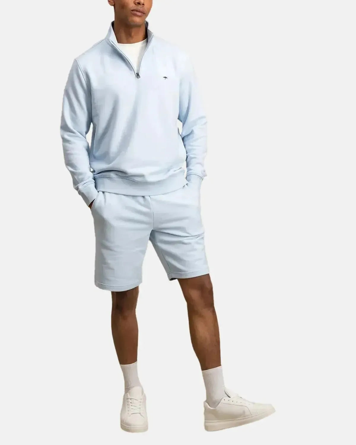 FYNCH-HATTON-FYNCH-HATTON 1/4 ZIP COTTON SWEAT SUMMER BREEZE-NORTHERN THREADS DESIGNER MENSWEAR