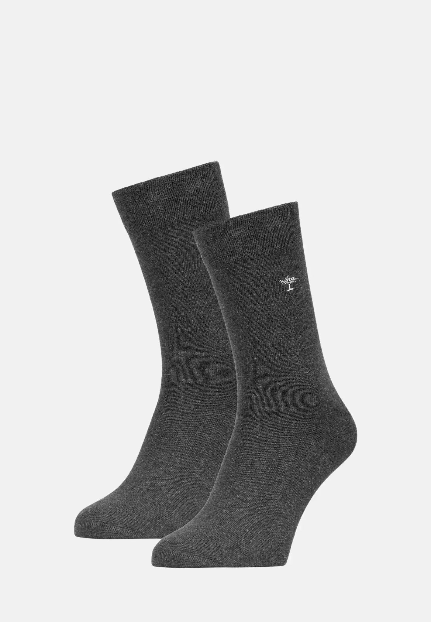 FYNCH-HATTON-Fynch-Hatton 2-Pack Embroidered Logo Socks Anthracite-NORTHERN THREADS DESIGNER MENSWEAR