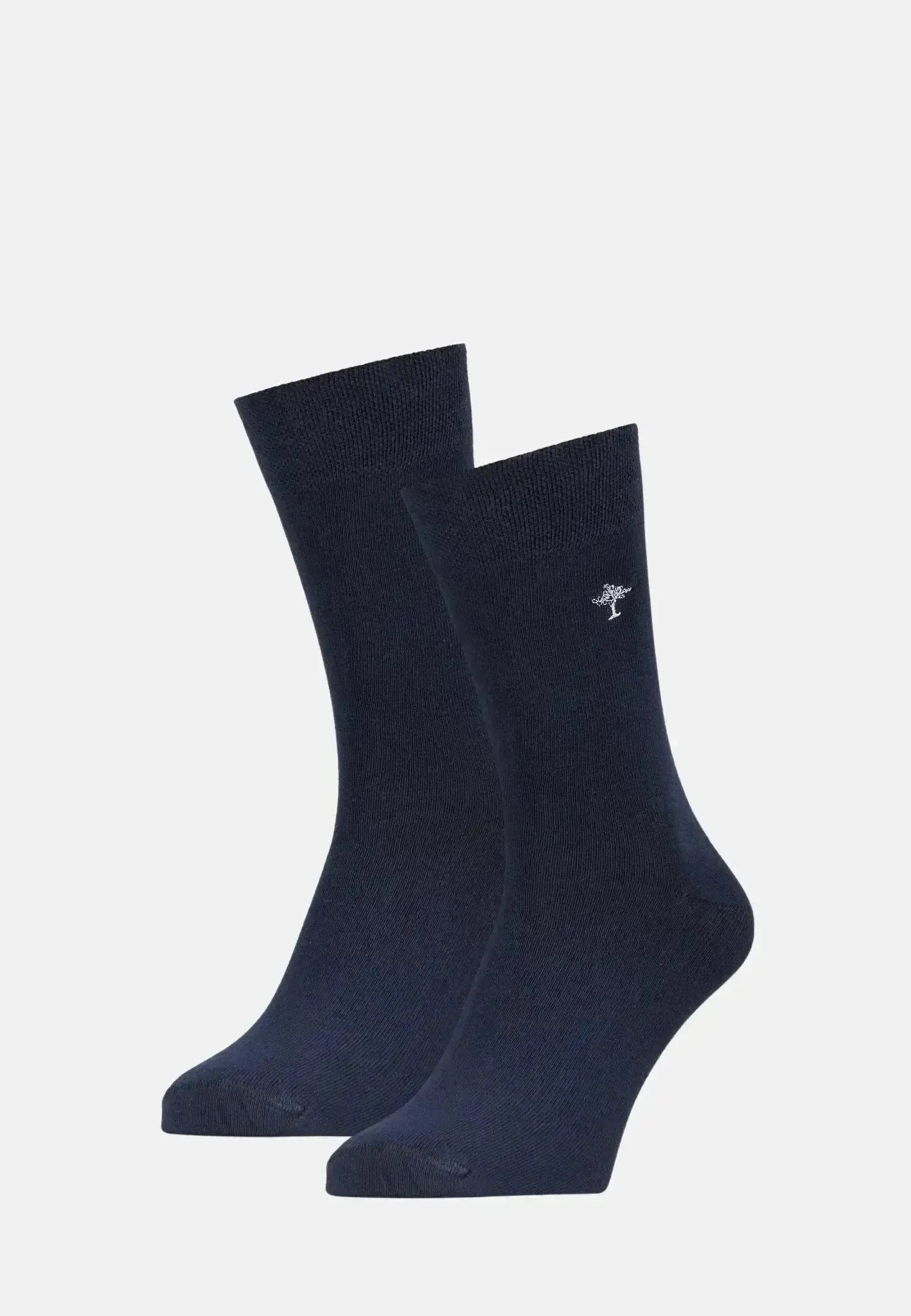 FYNCH-HATTON-Fynch-Hatton 2-Pack Embroidered Logo Socks Navy-NORTHERN THREADS DESIGNER MENSWEAR