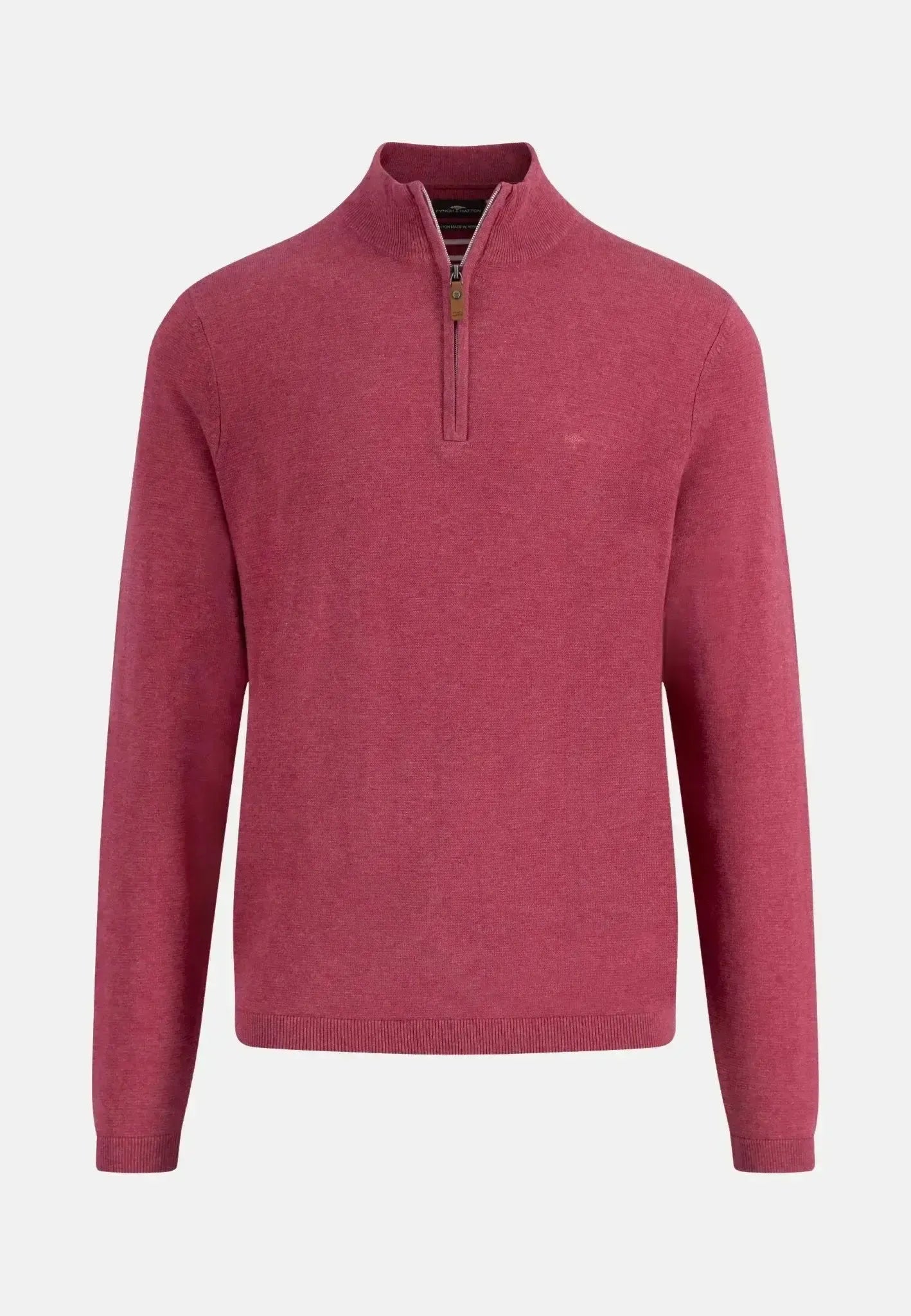 FYNCH-HATTON-Fynch-Hatton Air Cotton 1/4 Zip Knit Berry-NORTHERN THREADS DESIGNER MENSWEAR
