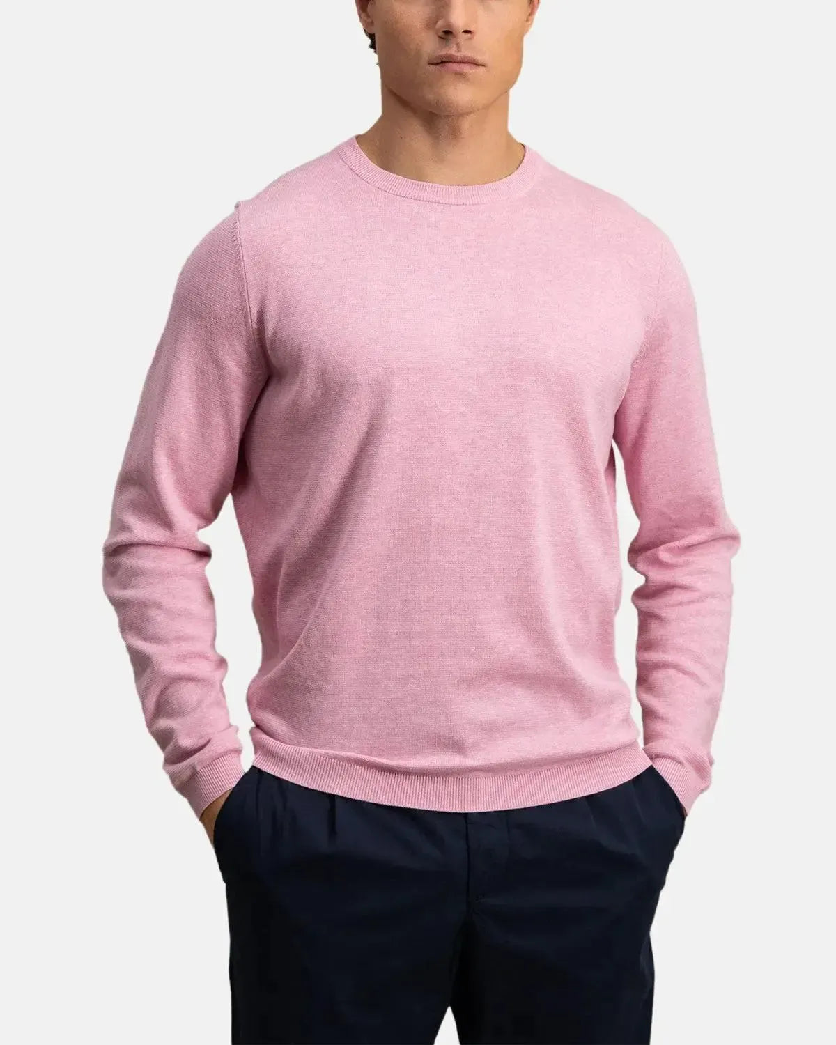 FYNCH-HATTON-FYNCH-HATTON AIR COTTON CREWNECK KNIT PEONY-NORTHERN THREADS DESIGNER MENSWEAR
