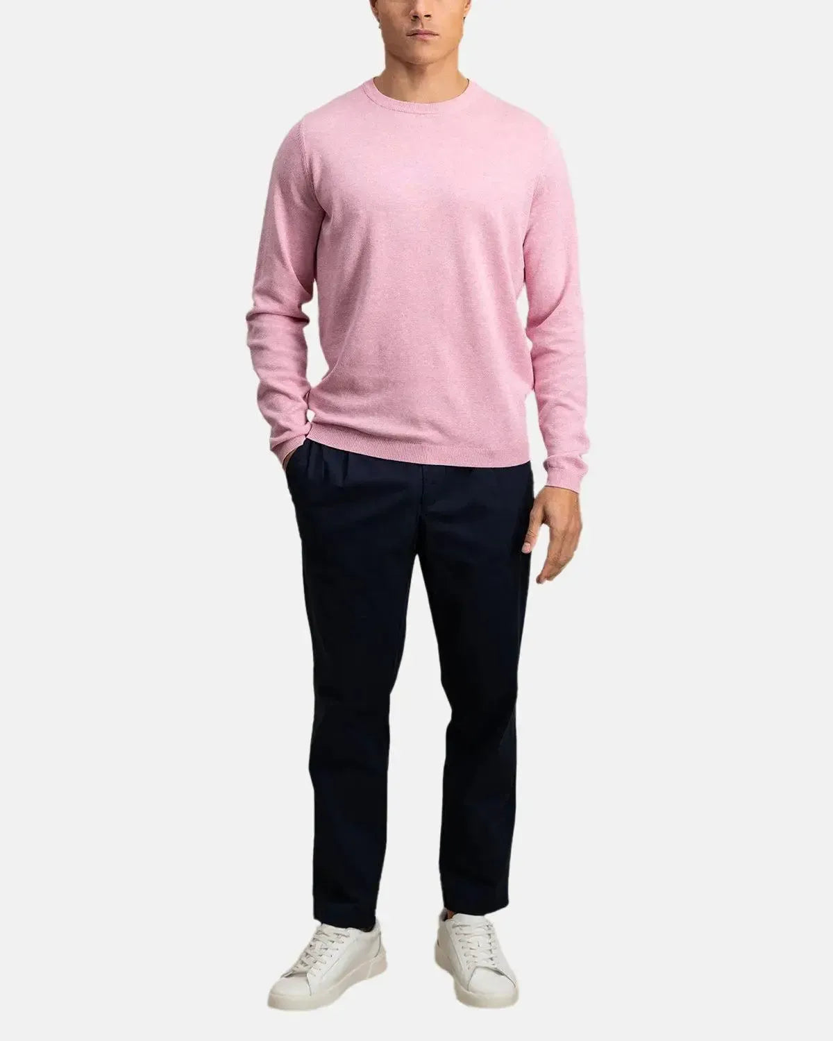 FYNCH-HATTON-FYNCH-HATTON AIR COTTON CREWNECK KNIT PEONY-NORTHERN THREADS DESIGNER MENSWEAR