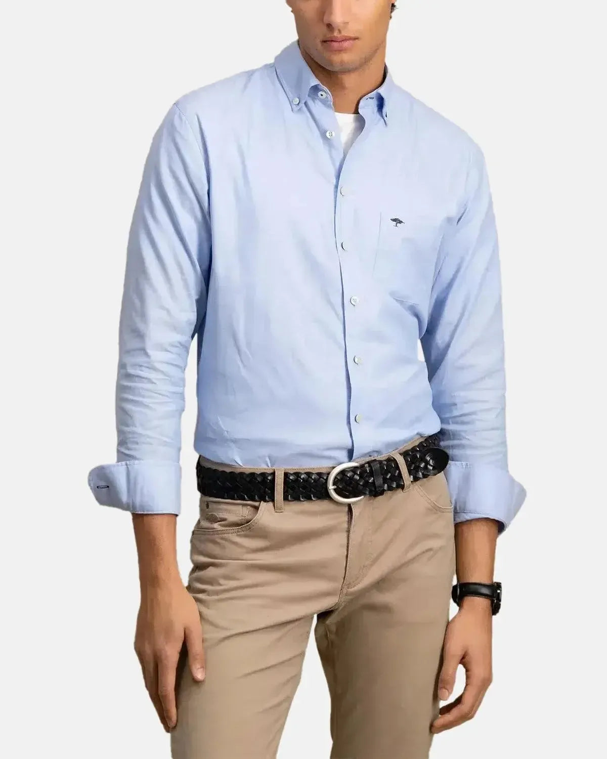 FYNCH-HATTON-FYNCH-HATTON BUTTON DOWN OXFORD SHIRT LIGHT BLUE-NORTHERN THREADS DESIGNER MENSWEAR