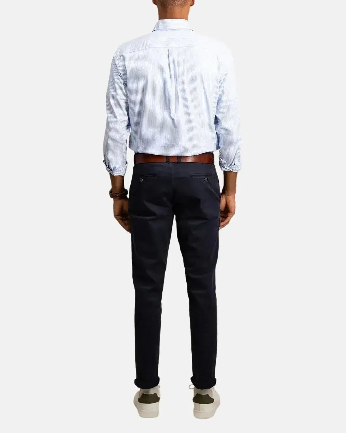 FYNCH-HATTON-FYNCH-HATTON BUTTON DOWN OXFORD SHIRT LIGHT BLUE STRIPE-NORTHERN THREADS DESIGNER MENSWEAR