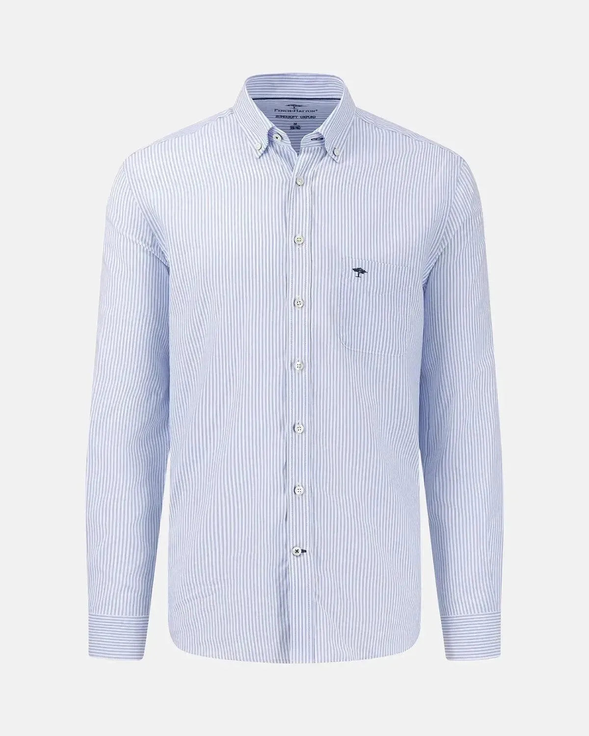 FYNCH-HATTON-FYNCH-HATTON BUTTON DOWN OXFORD SHIRT LIGHT BLUE STRIPE-NORTHERN THREADS DESIGNER MENSWEAR