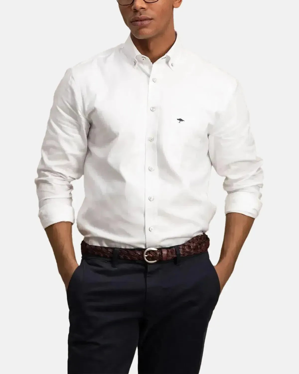 FYNCH-HATTON-FYNCH-HATTON BUTTON DOWN OXFORD SHIRT WHITE-NORTHERN THREADS DESIGNER MENSWEAR