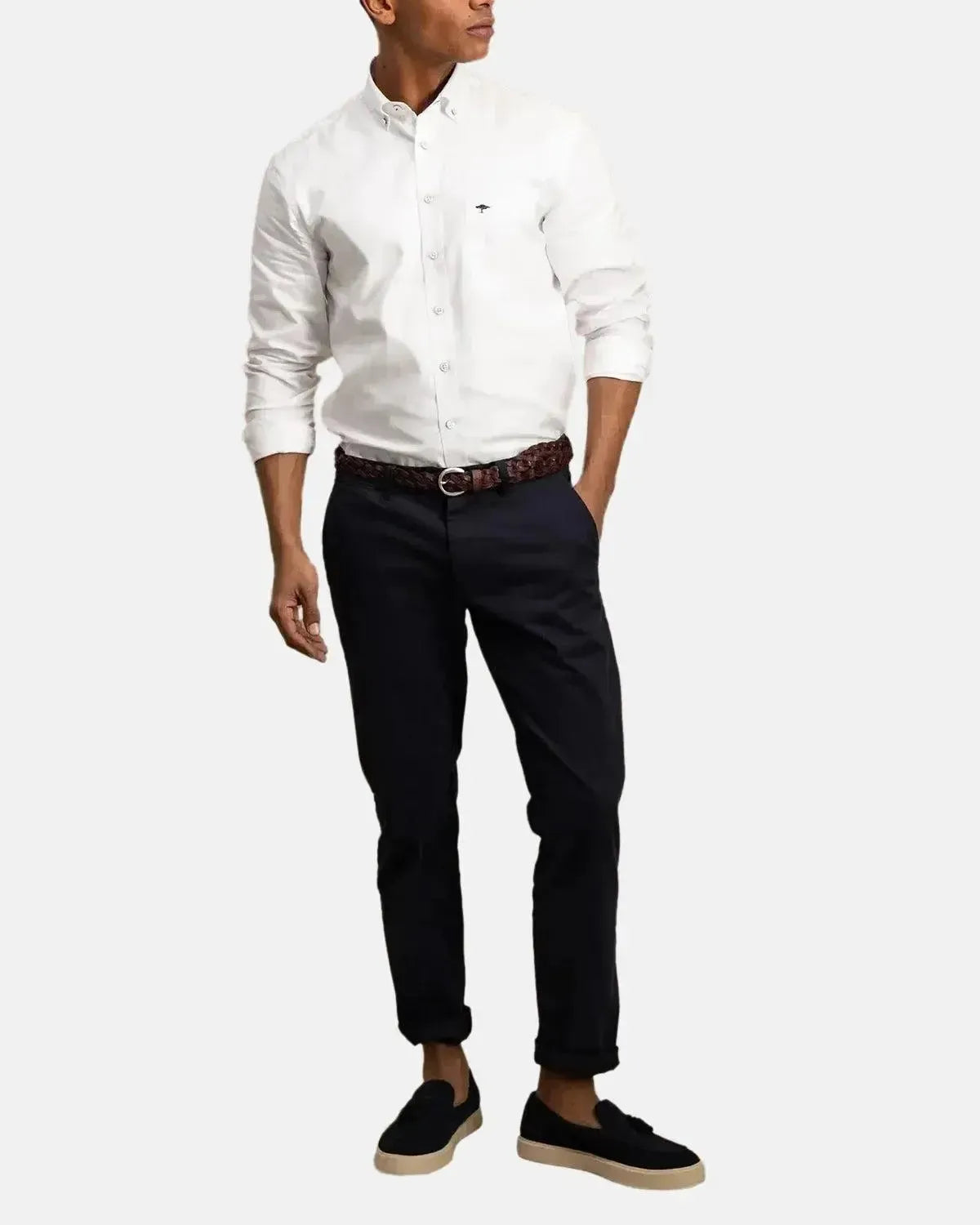 FYNCH-HATTON-FYNCH-HATTON BUTTON DOWN OXFORD SHIRT WHITE-NORTHERN THREADS DESIGNER MENSWEAR