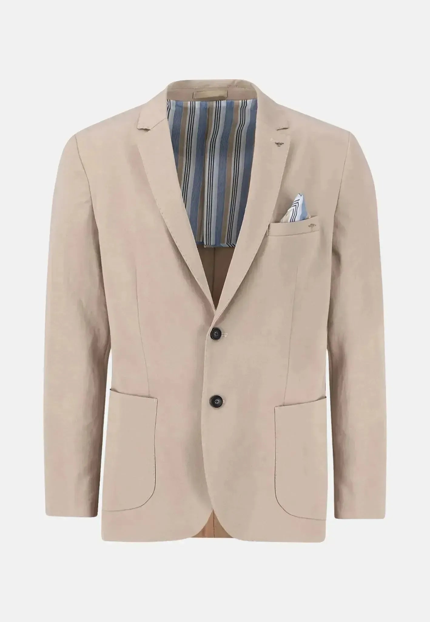 FYNCH-HATTON-Fynch-Hatton Cotton Twill Blazer Beige-NORTHERN THREADS DESIGNER MENSWEAR