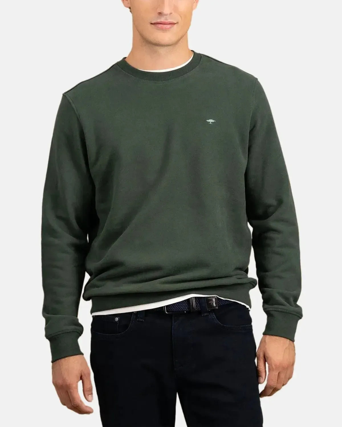 FYNCH-HATTON-FYNCH-HATTON CREWNECK SWEATSHIRT DARK IVY-NORTHERN THREADS DESIGNER MENSWEAR