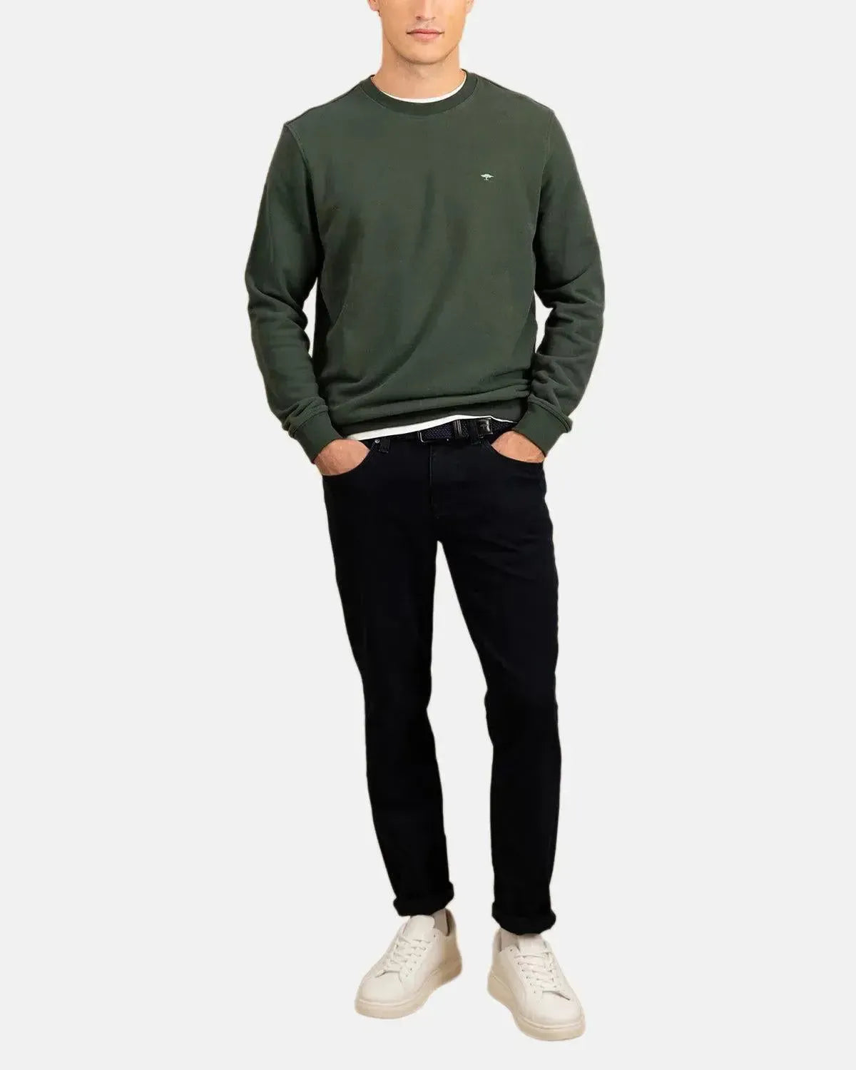 FYNCH-HATTON-FYNCH-HATTON CREWNECK SWEATSHIRT DARK IVY-NORTHERN THREADS DESIGNER MENSWEAR