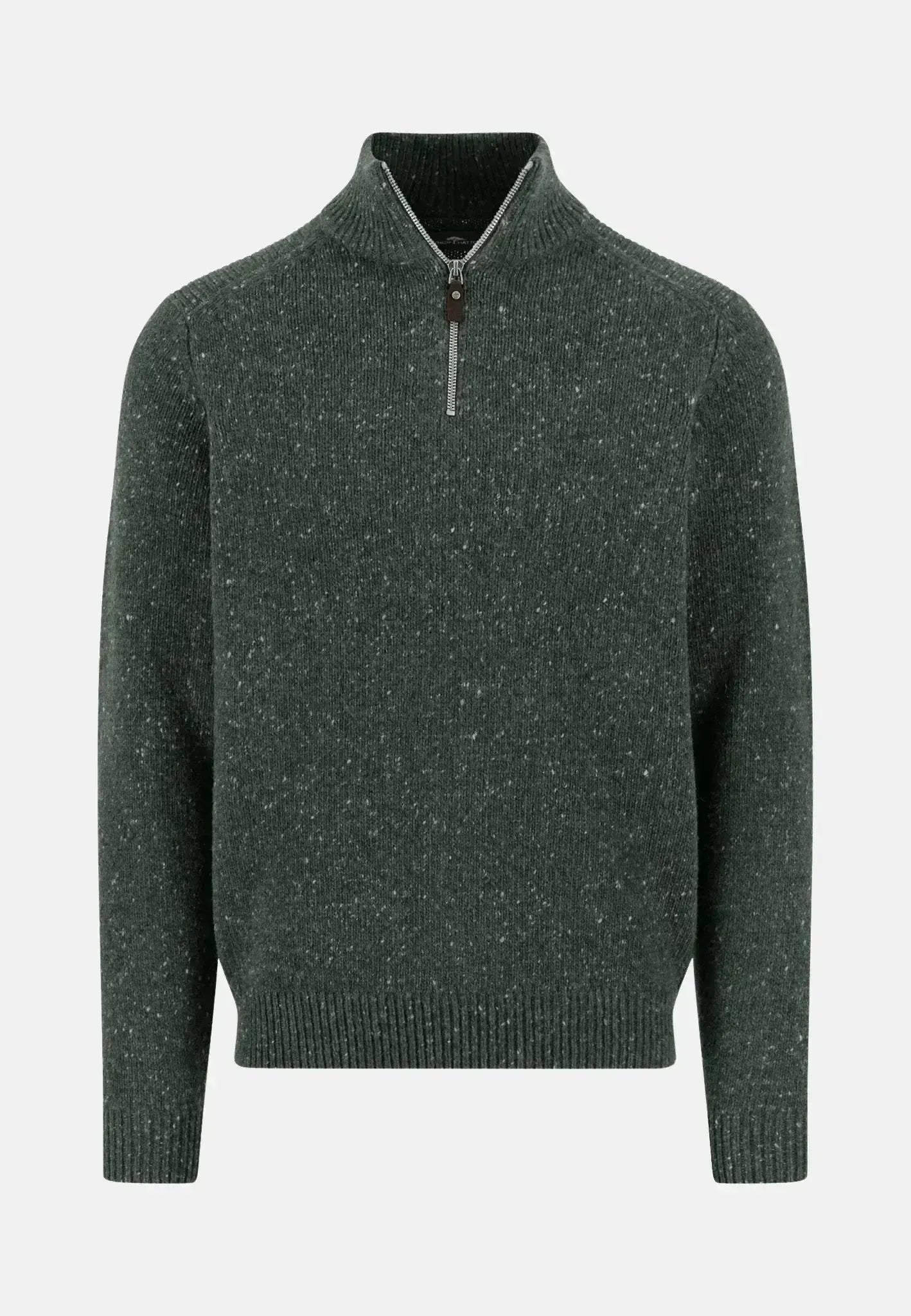 FYNCH-HATTON-Fynch-Hatton Donegal Wool 1/4 Zip Knit Dark Ivy-NORTHERN THREADS DESIGNER MENSWEAR