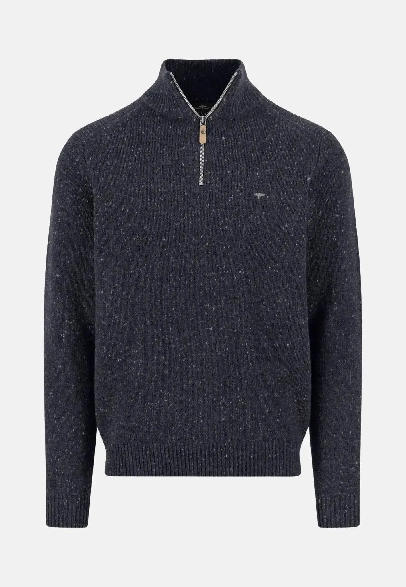 FYNCH-HATTON-Fynch-Hatton Donegal Wool 1/4 Zip Knit Navy-NORTHERN THREADS DESIGNER MENSWEAR