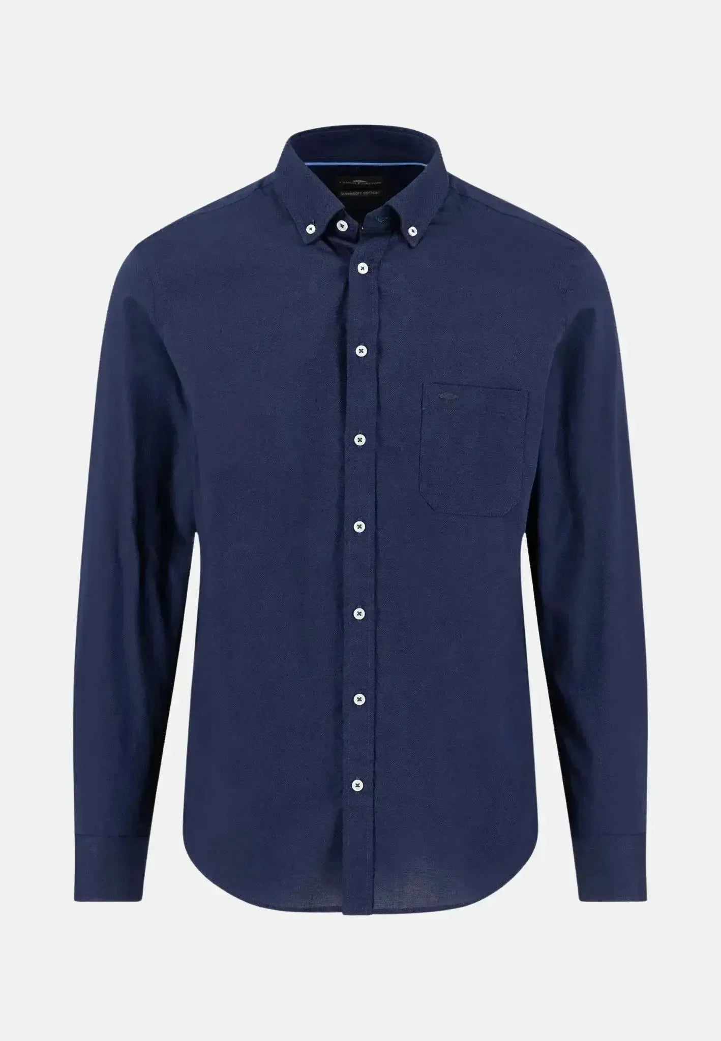FYNCH-HATTON-Fynch-Hatton Essential Textured Dobby Shirt Navy-NORTHERN THREADS DESIGNER MENSWEAR