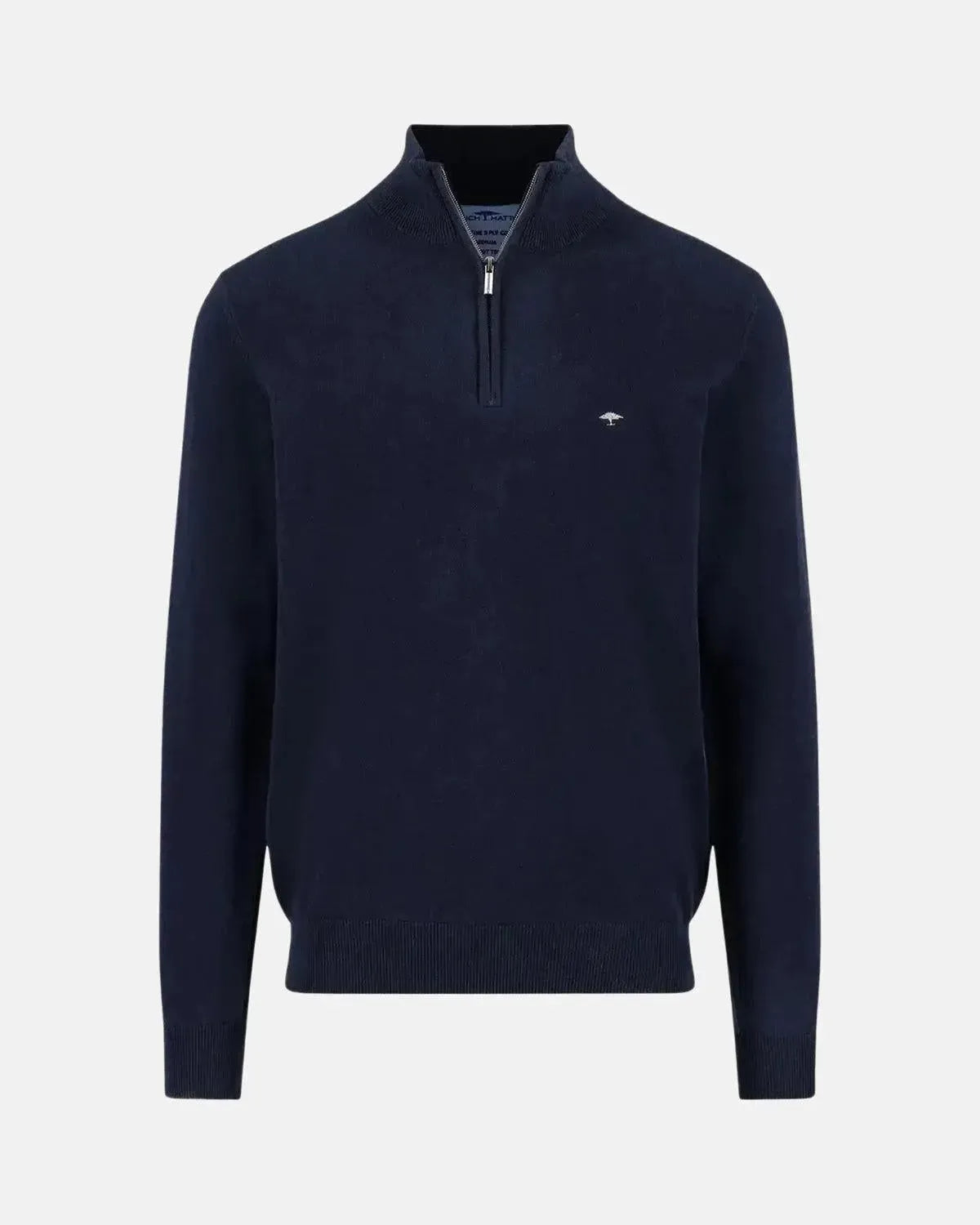 FYNCH-HATTON-FYNCH-HATTON FINE KNIT 1/4 ZIP COTTON KNIT NAVY-NORTHERN THREADS DESIGNER MENSWEAR