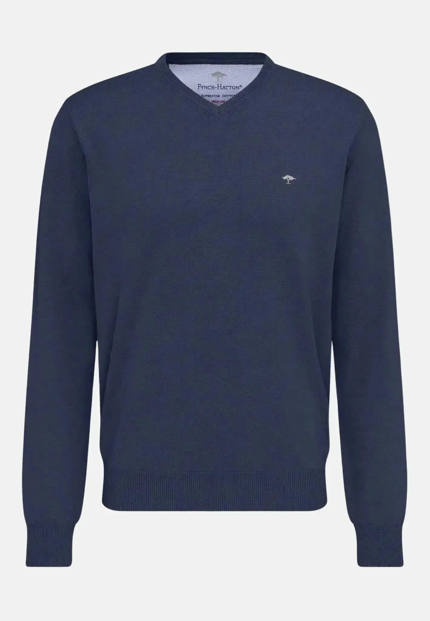 FYNCH-HATTON-Fynch-Hatton Fine Knit V-Neck Cotton Knit Night-NORTHERN THREADS DESIGNER MENSWEAR