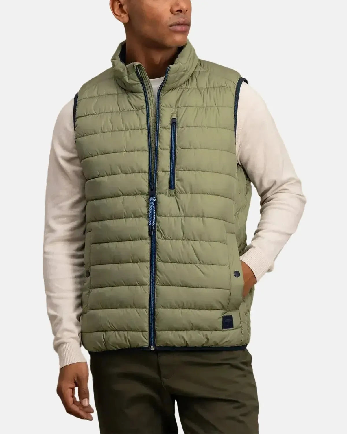FYNCH-HATTON-FYNCH-HATTON LIGHT WEIGHT GILET LIGHT KHAKI-NORTHERN THREADS DESIGNER MENSWEAR