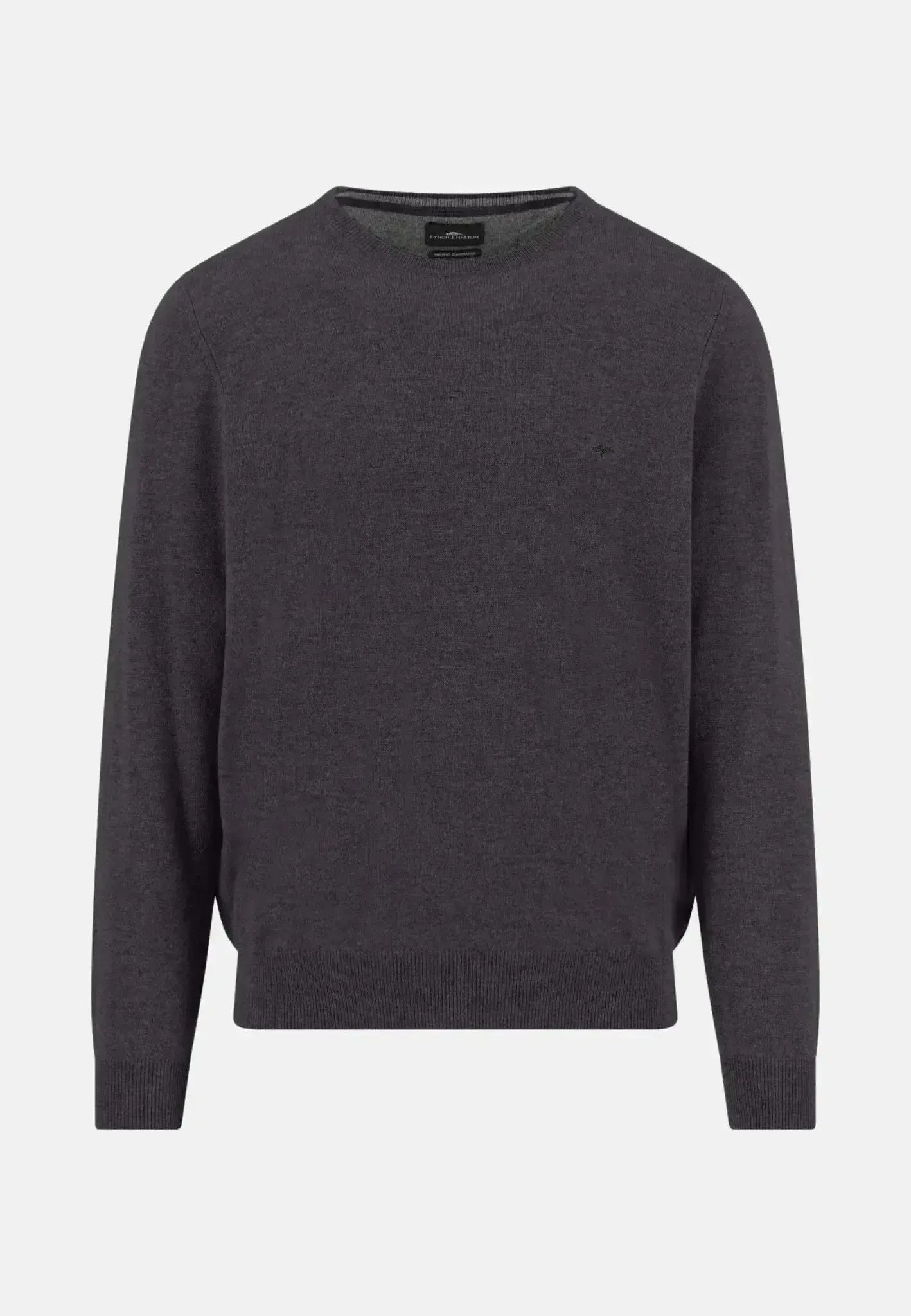FYNCH-HATTON-Fynch-Hatton Merino Wool Cashmere Crewneck Knit Charcoal-NORTHERN THREADS DESIGNER MENSWEAR